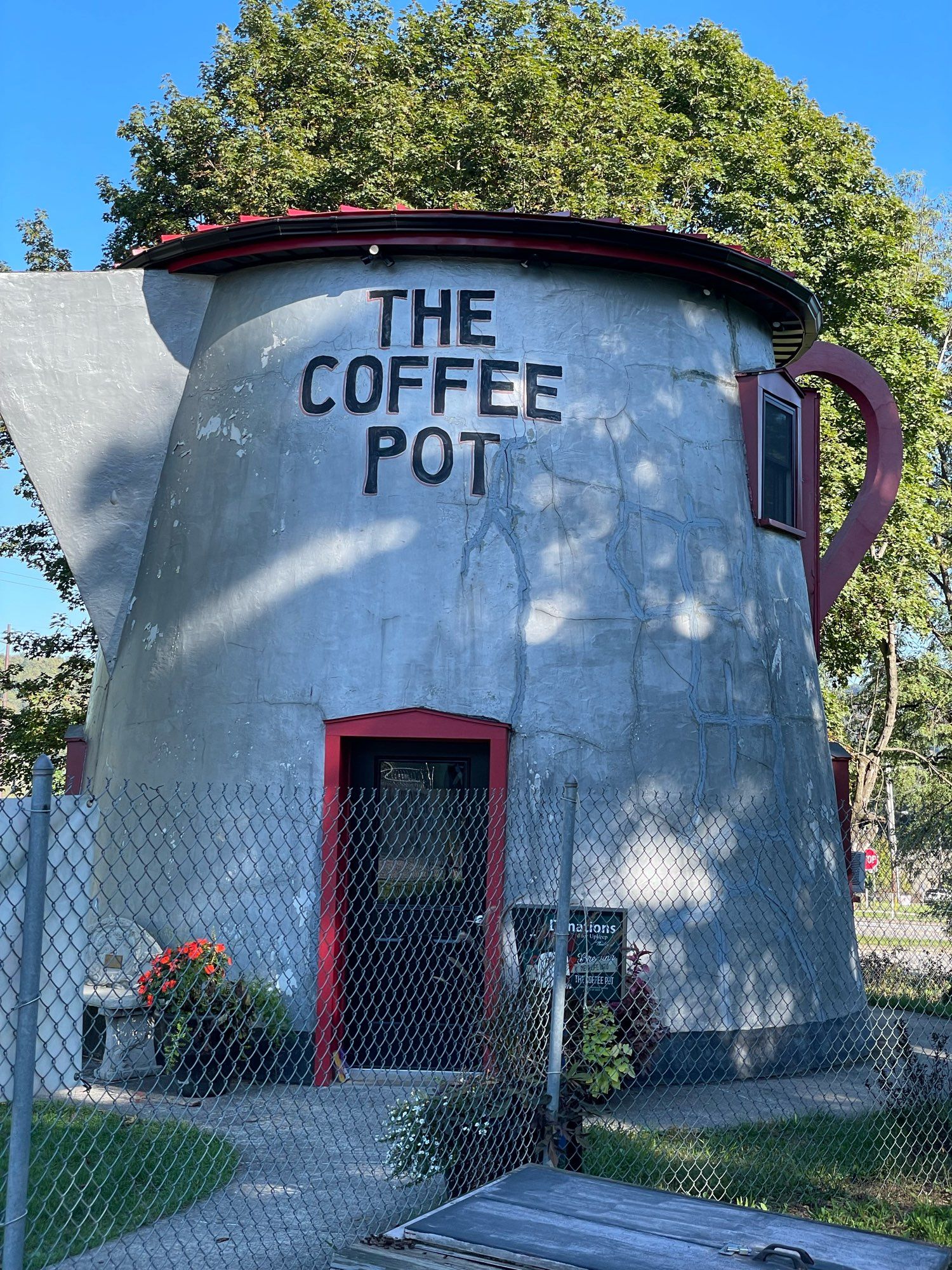 The Coffee Pot was a diner in Bedford, PA. The building was relocated to the Bedford Fair Grounds.