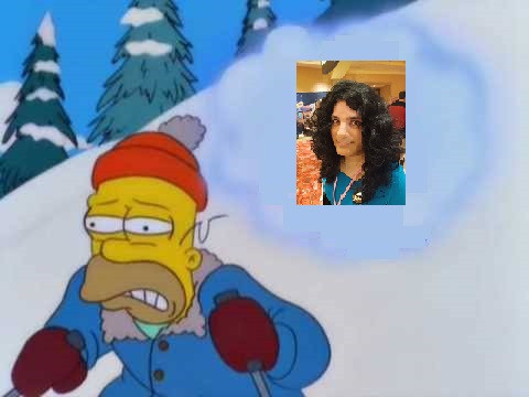 The Simpsons' "Stupid Sexy Flanders" meme, only Flanders has been replaced by the photo of Bitter Karella cosplaying as Counselor Troi from Star Trek: The Next Generation