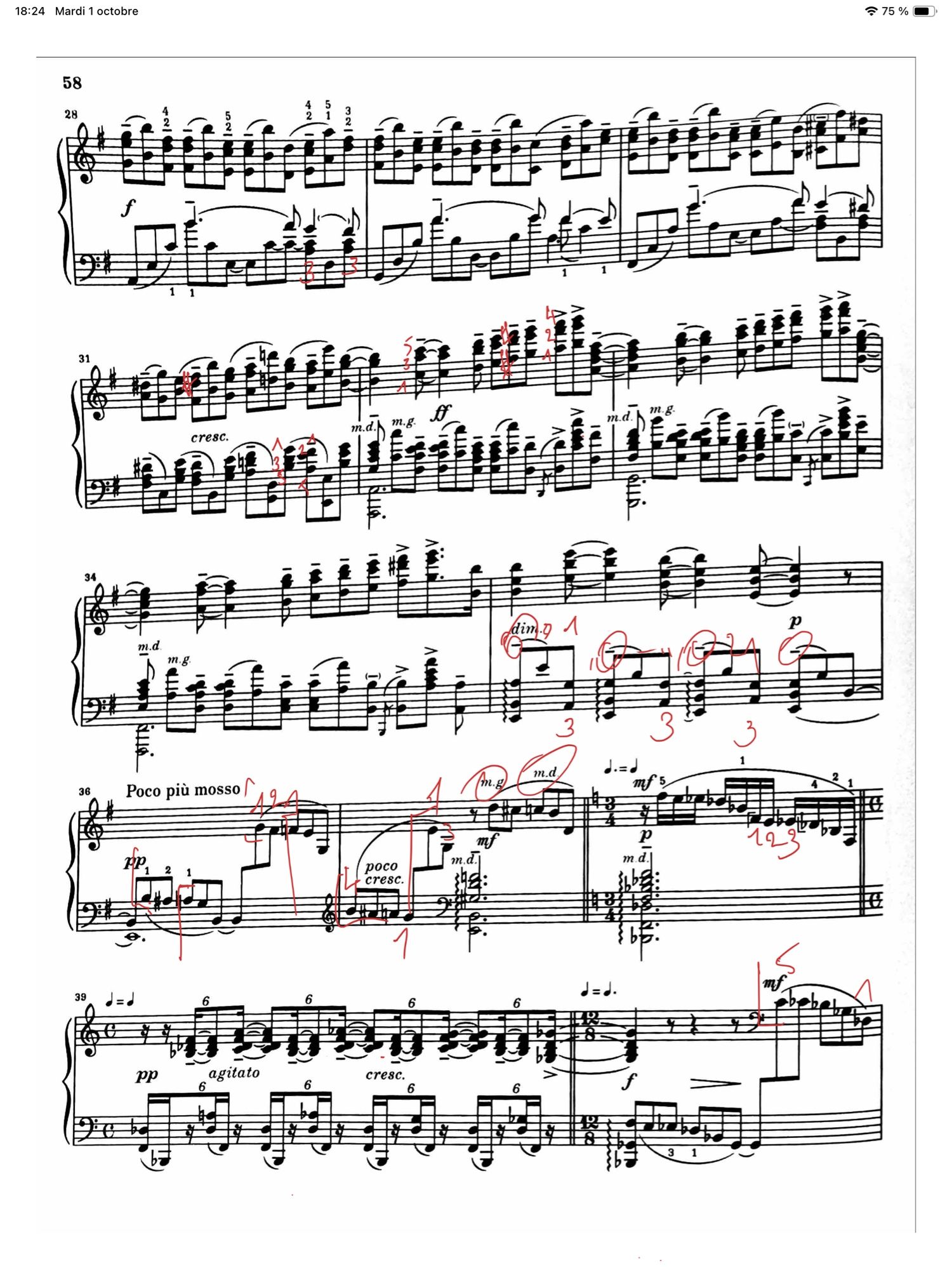 Extrait de la partition de la 2e sonate de Rachmaninov, 2e mouvement (genre le plus beau passage du monde pour un pianiste)