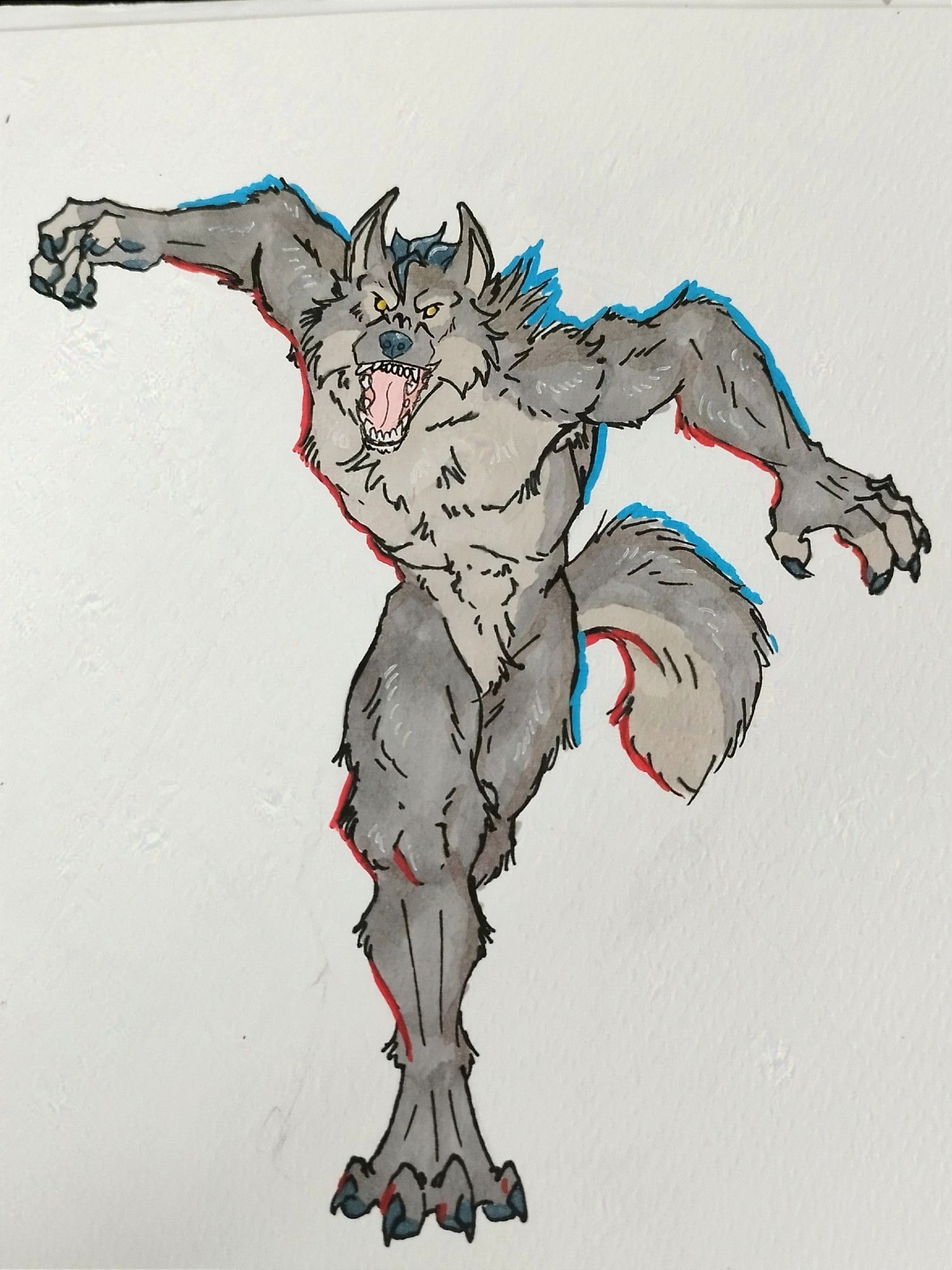 an angry werewolf running towards the camera