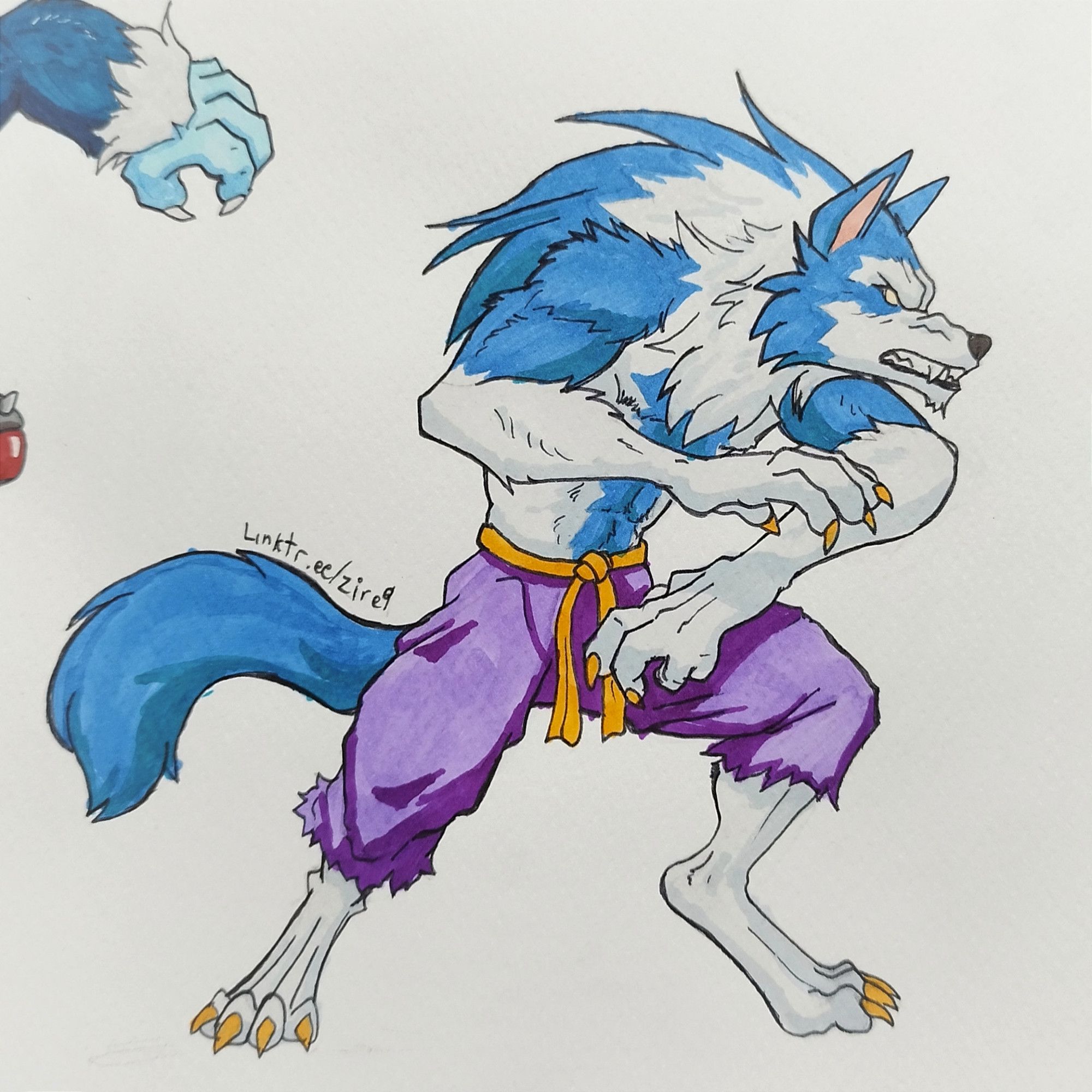 the famous anthro character from capcom in his signature pose