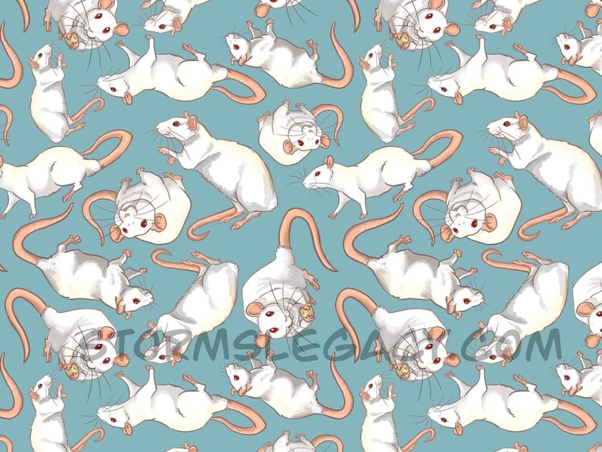 White lab rat pattern on teal