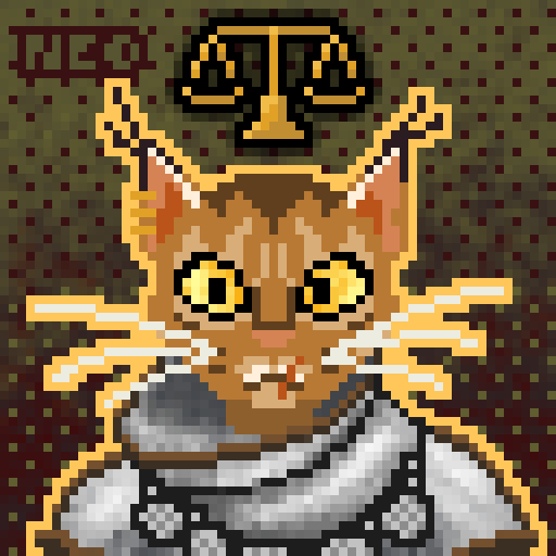 Pixel art of a cat knight.