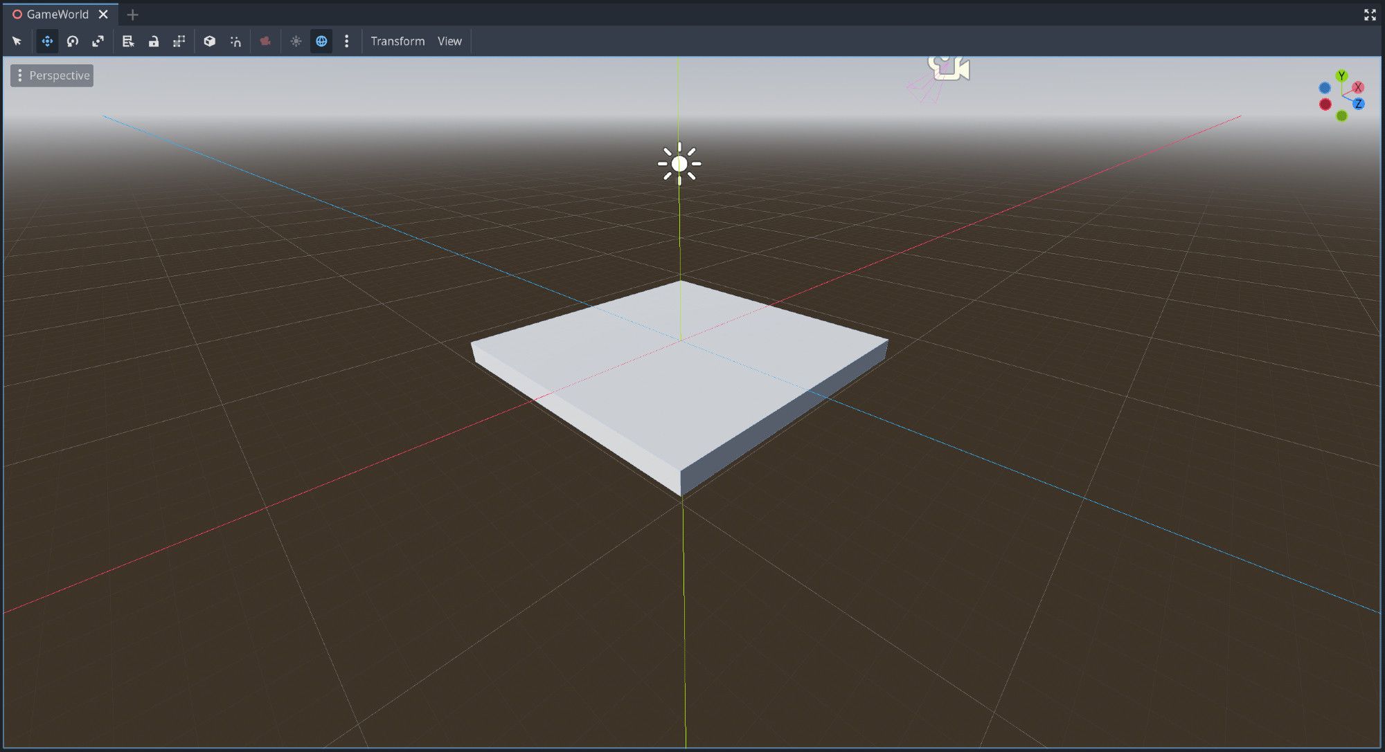 A screenshot of the Godot Editor with a flattened cube