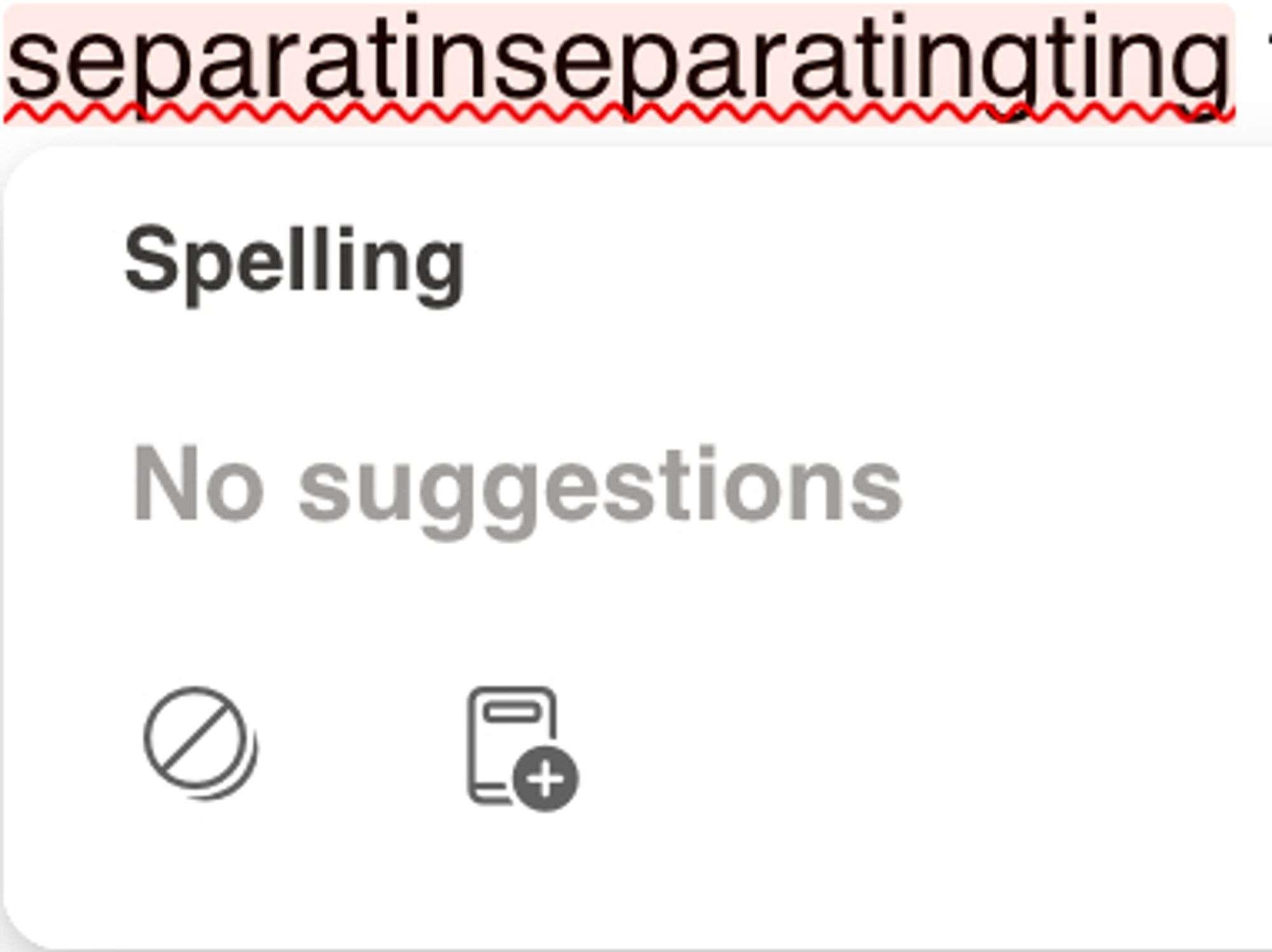 separatinseparatingting

Spelling
No suggestions

Below that are some icons, one is a circle with a slash through it and a curved line outside the bottom right of the circle—suggesting it's rocking uncomfortably? The other icon looks an old iPod with a black circle with a white plus sign in it over the bottom right corner. Radio for help? I don't know.