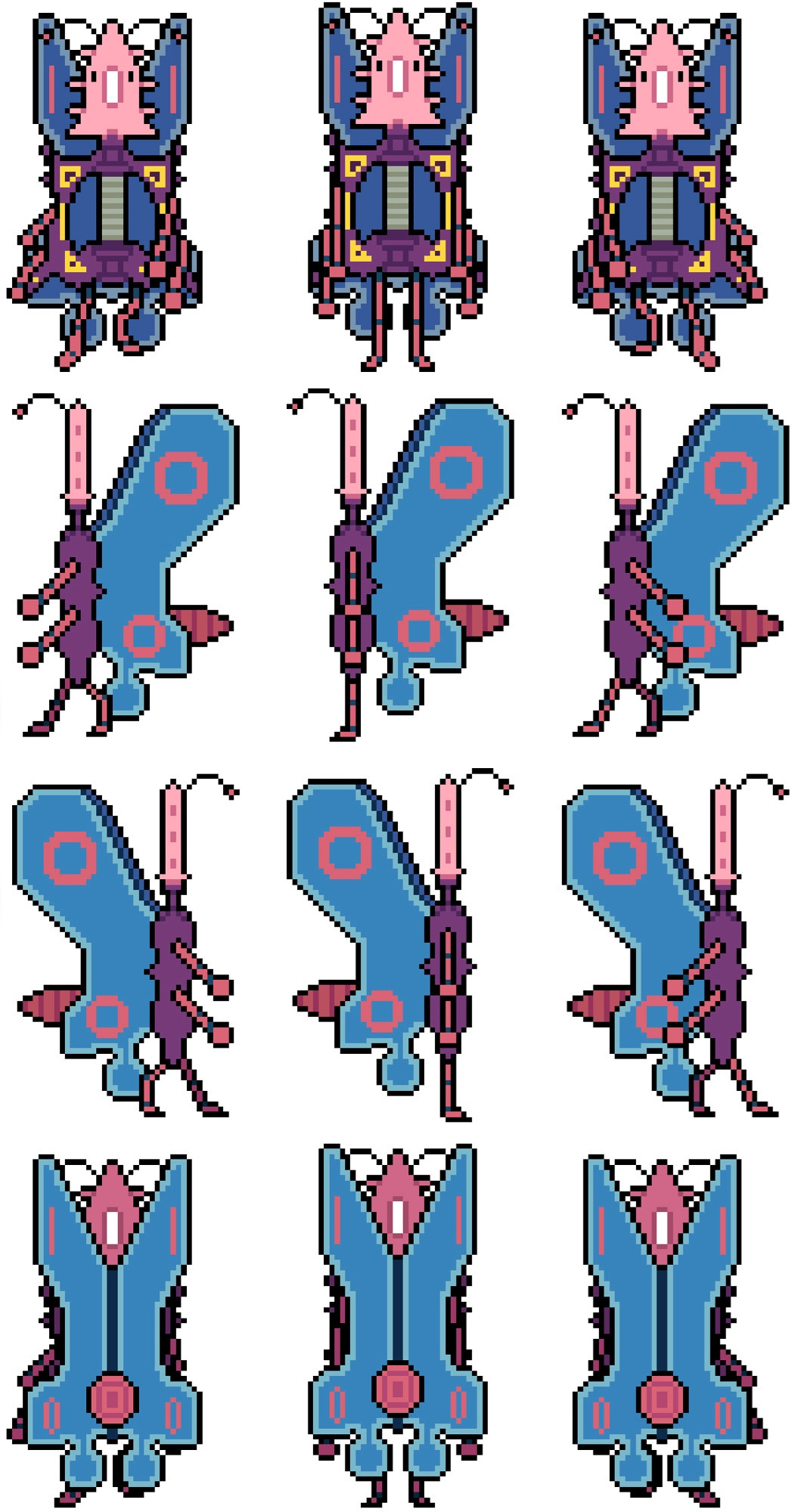 sprite sheet of a batterfly knife with butterfly features