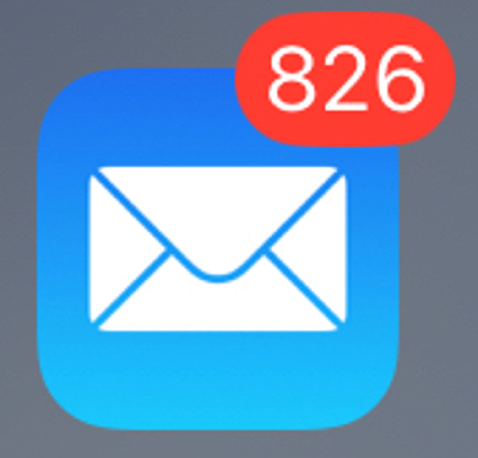 An email app with 826 unread messages