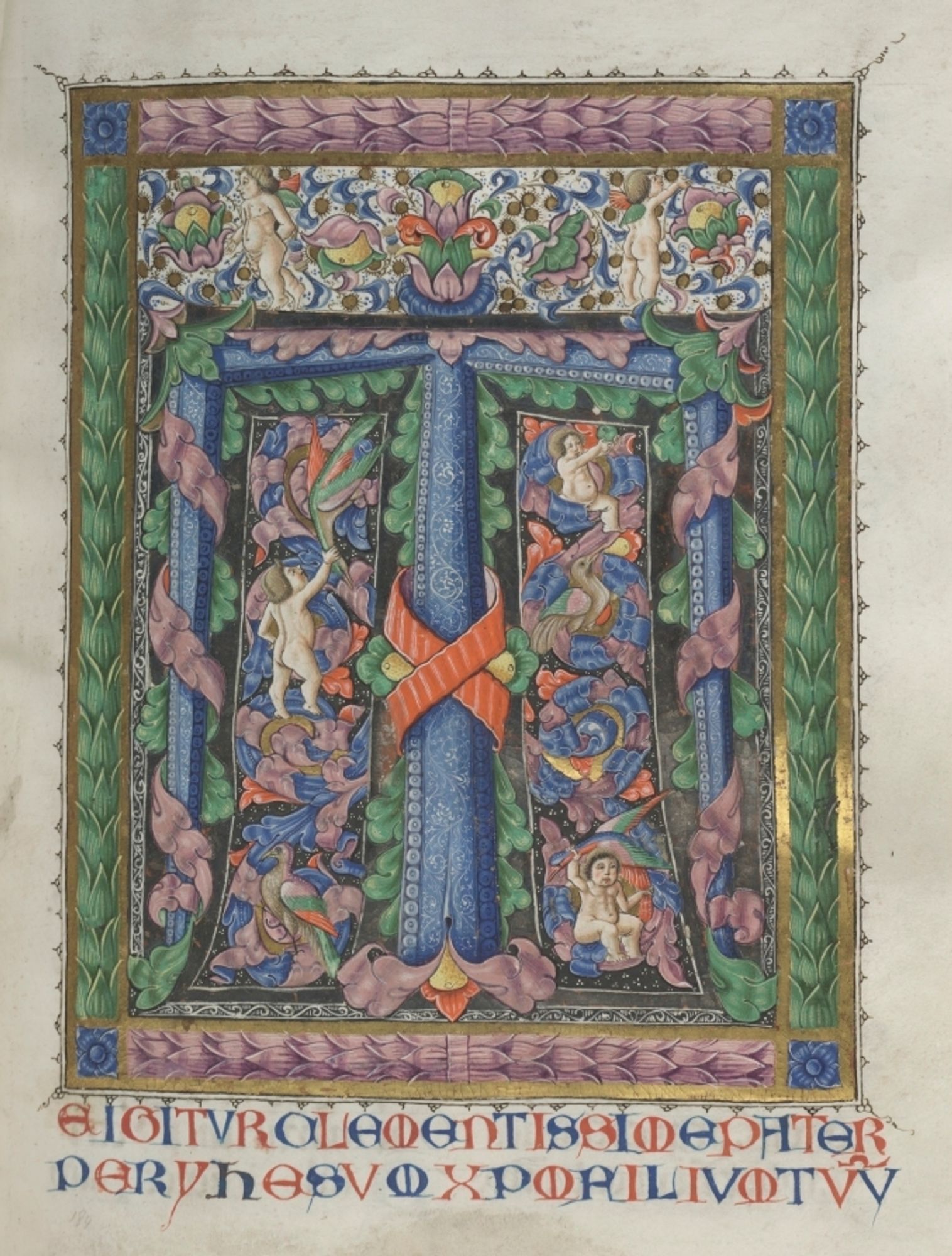 Missale: Fol. 186: Decorated Initial T[e igitur]  (full page)