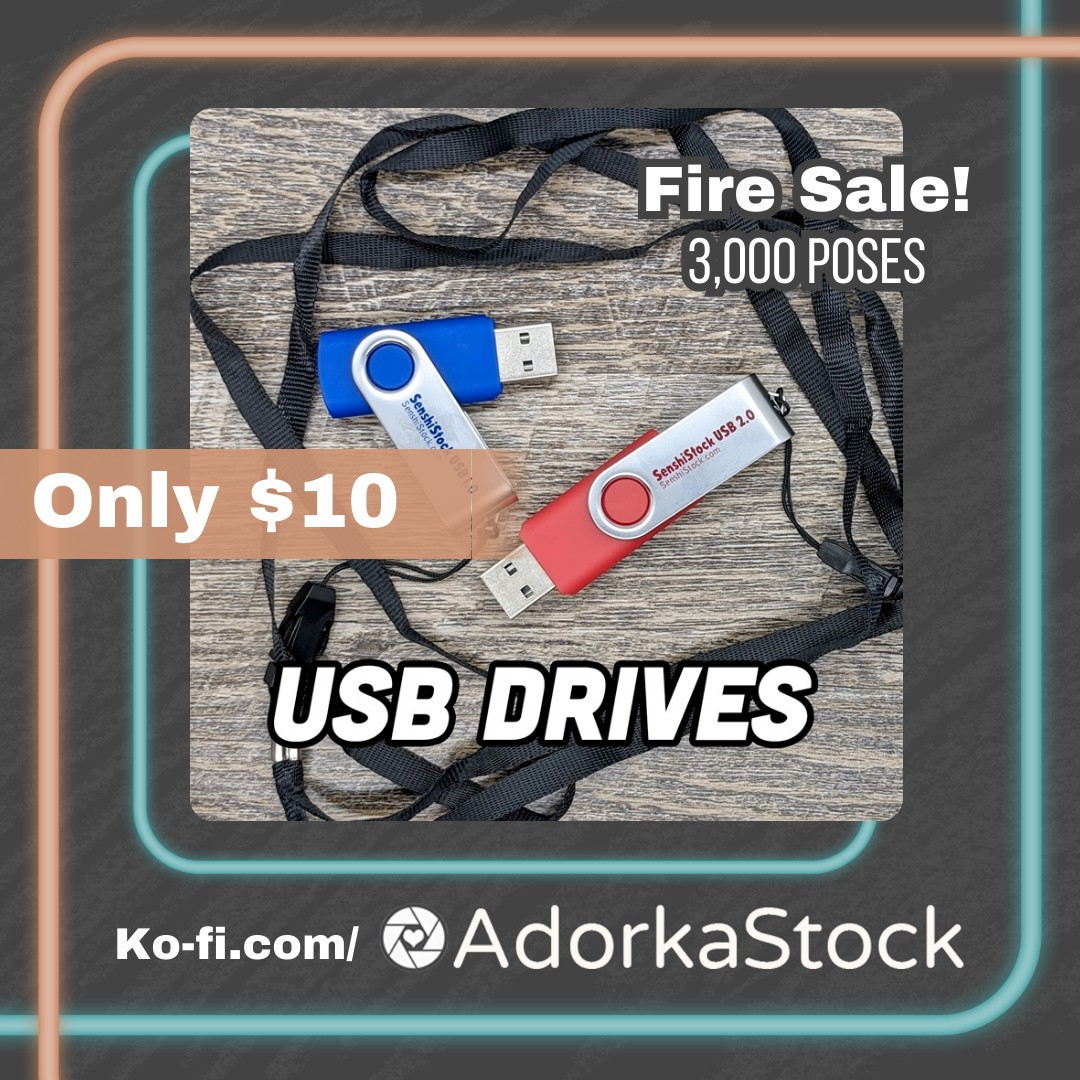 Fire sale! 3,000 poses. Only $10. USB Drives. Ko-fi.com/Adorkastock