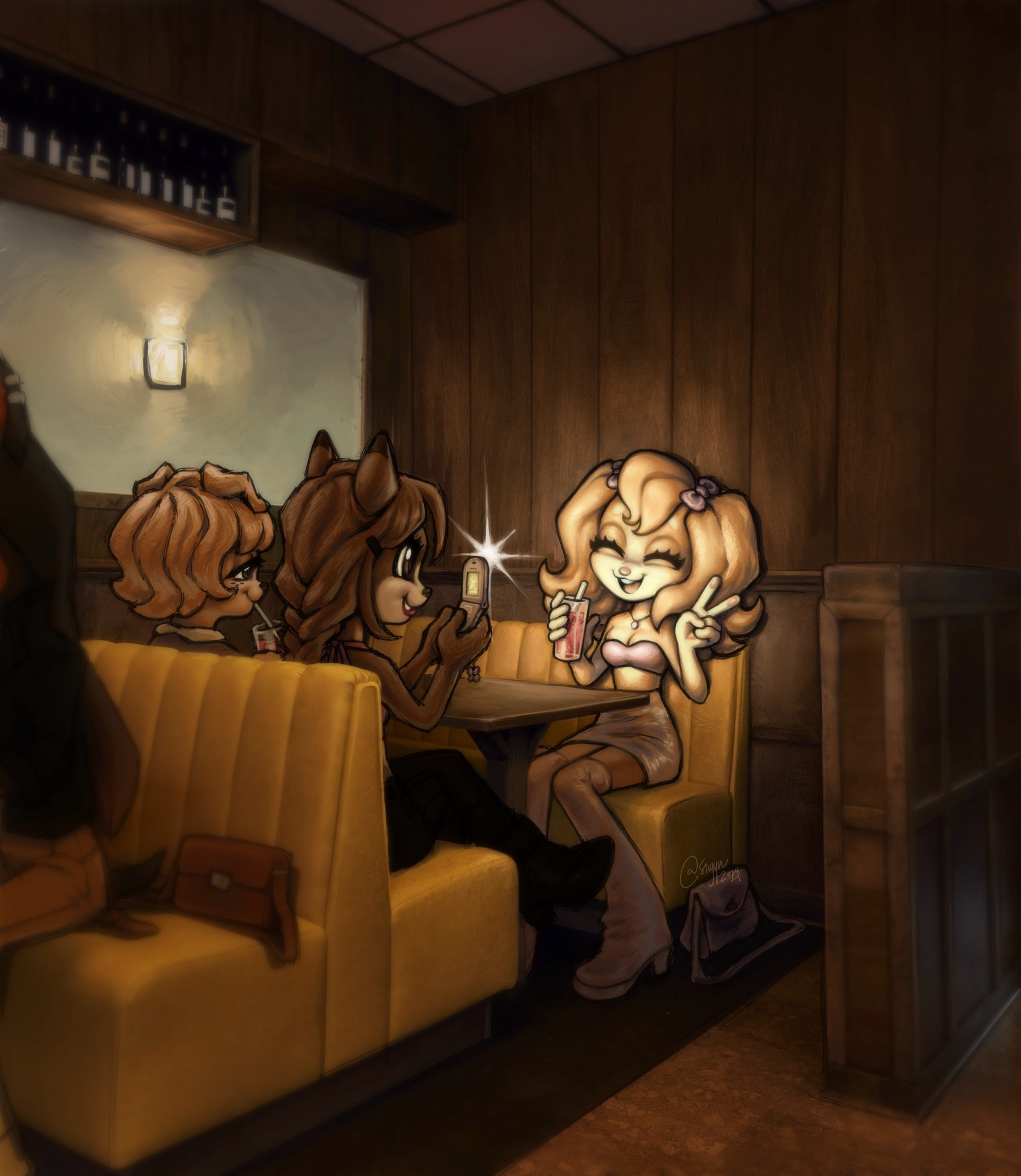 This is the same image but not a closeup, with the addition of two more LPS-inspired doggirls taking the picture.