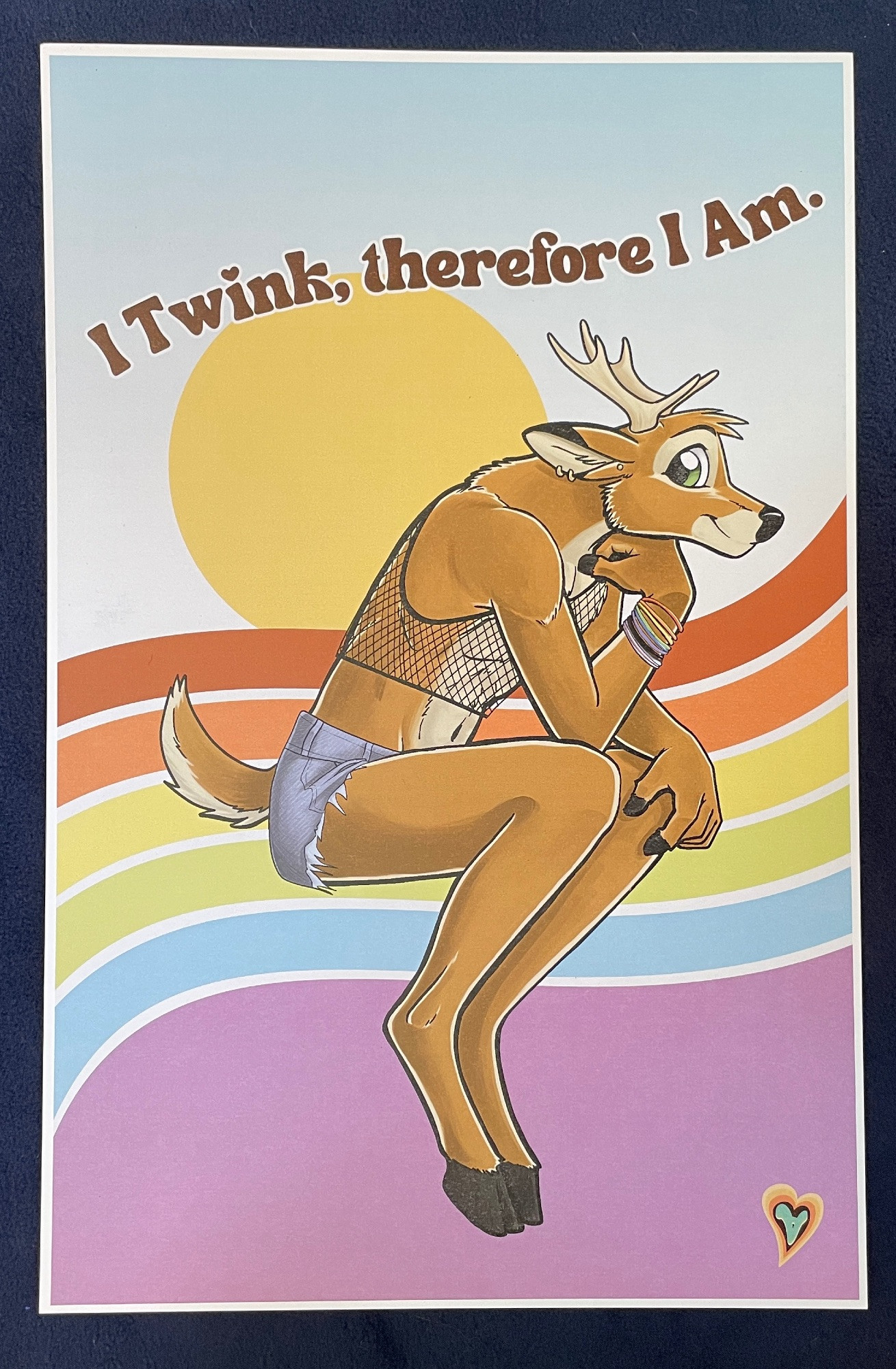 I twink, therefore I am- a deer giving you a coy smile in the style of past furry greats