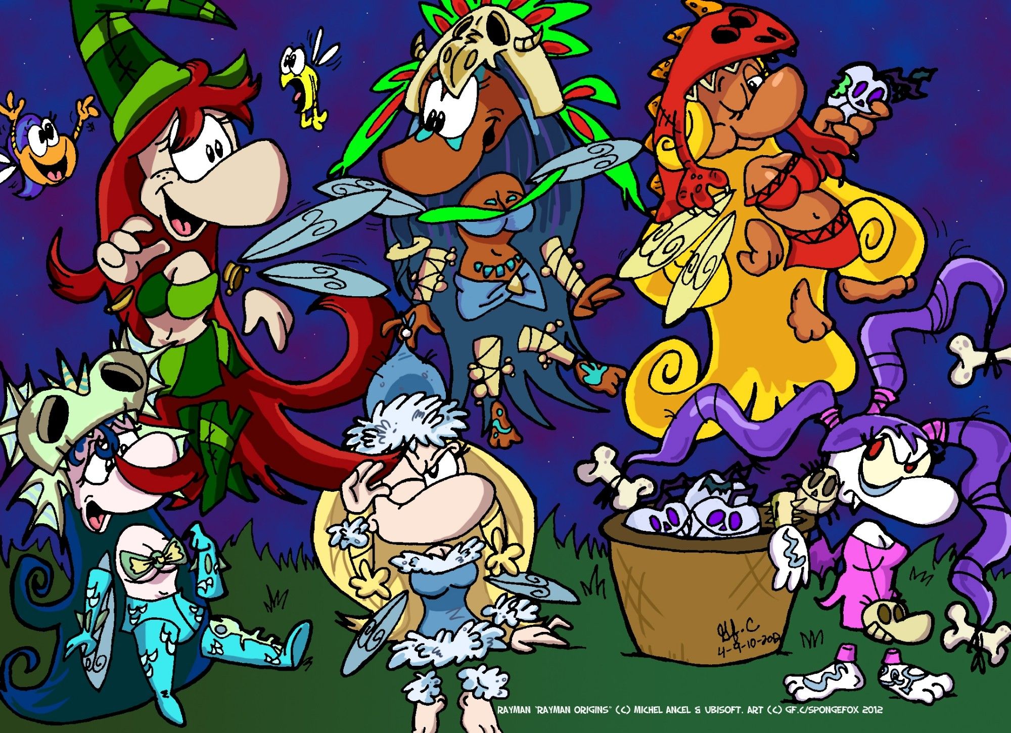 When "Rayman Origins" came in 2012, I went and drew the nymphs in the corm of Rayman's species.