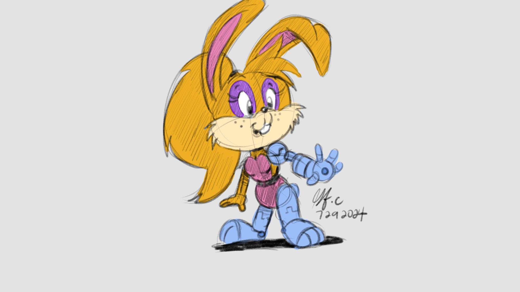 quick sketch of Bunnie Rabbot from "Sonic the Hedgehog"/Archie Sonic