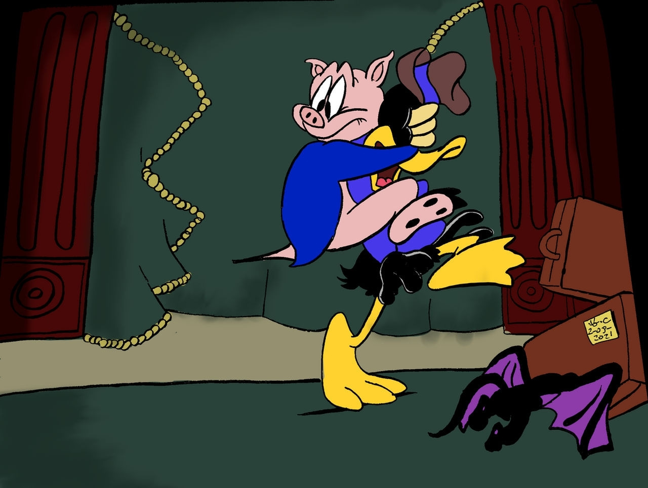 Daffy: "WHAT THE!? Porky! Let go! "