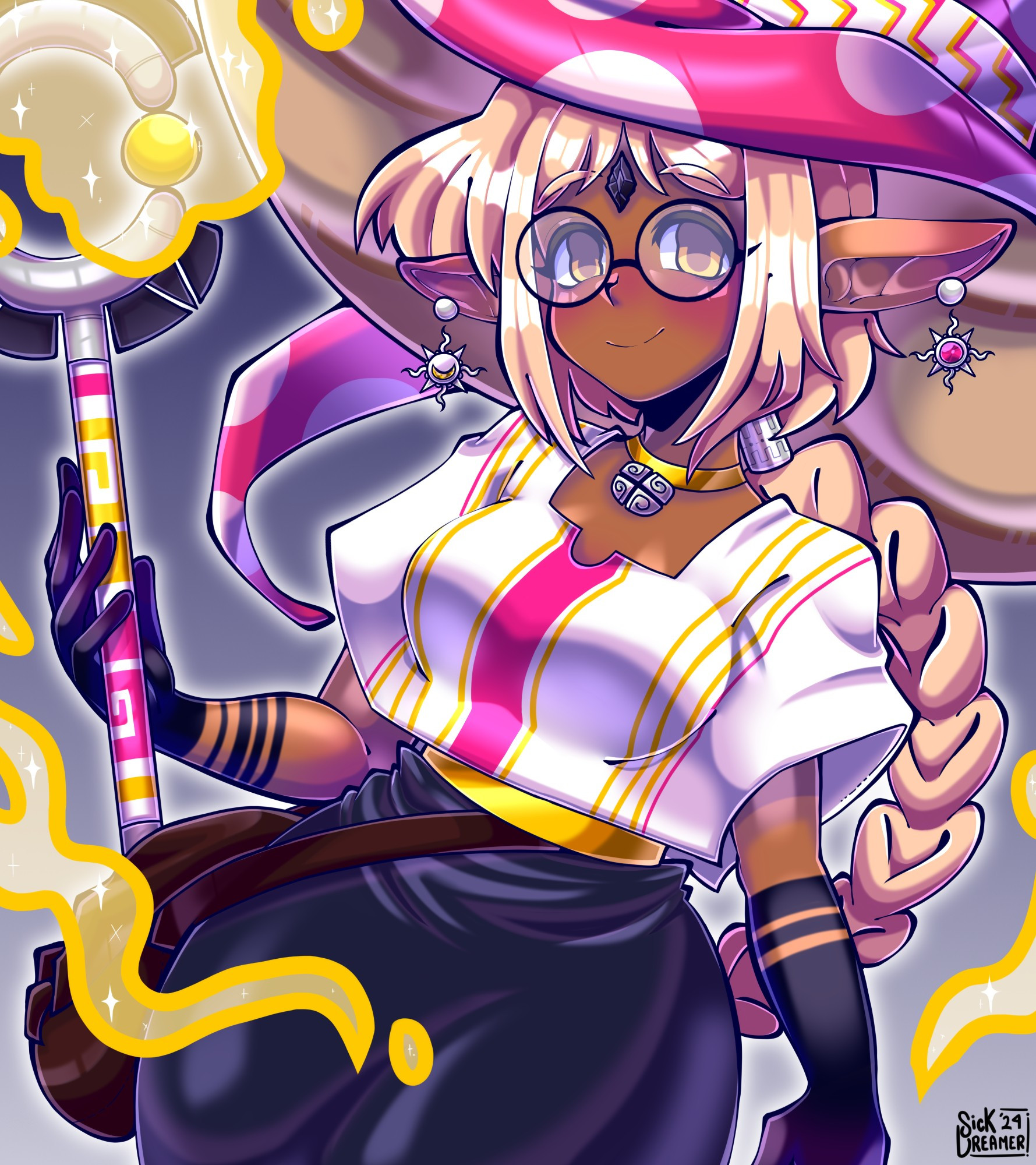 Art illustration anime style María Maria Dream Eater elve magic oc original character