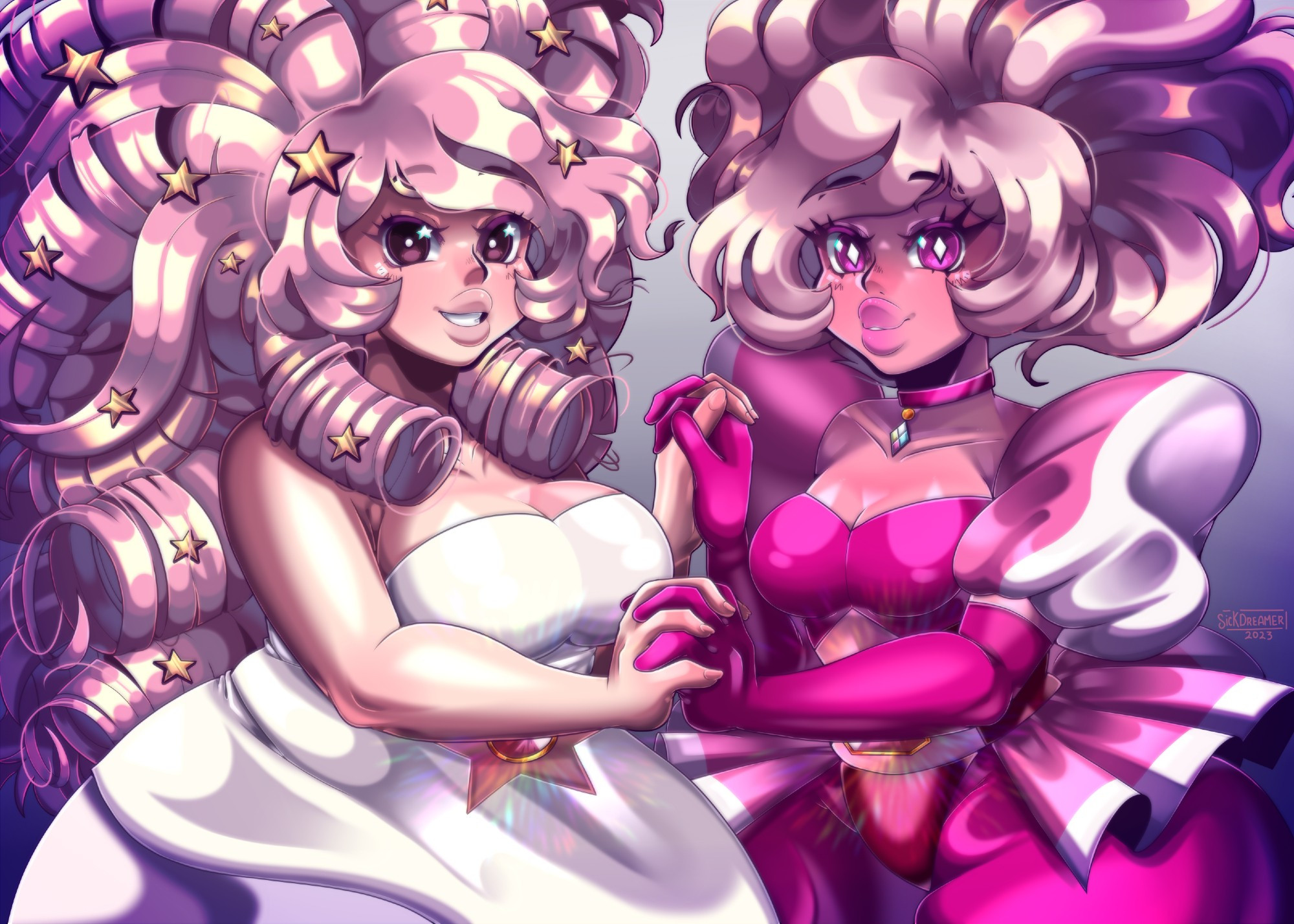 Rose Quartz and Pink Diamond from Steven Universe Illustration drawing anime