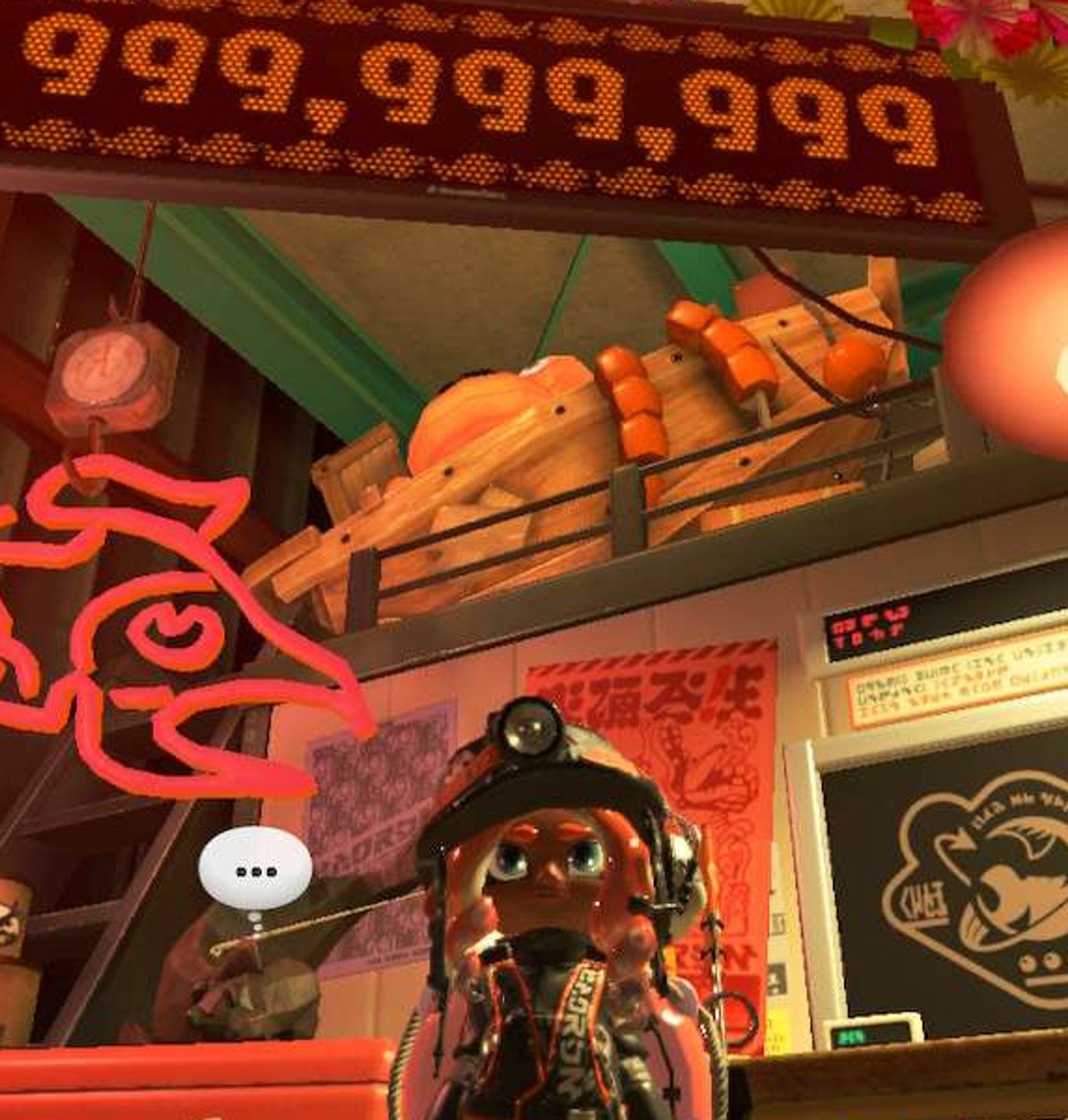 Really sad and wet Octoling (screenshot taken in front of maxed-out egg counter)