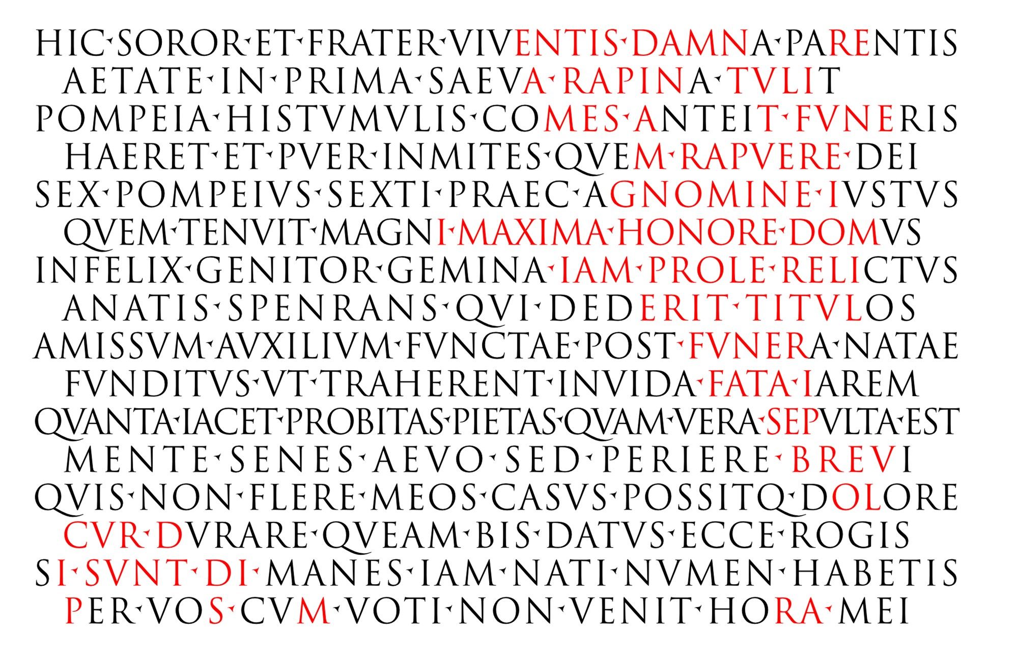 Retypeset text, including missing sections, from an inscription on the Via Appia, Rome