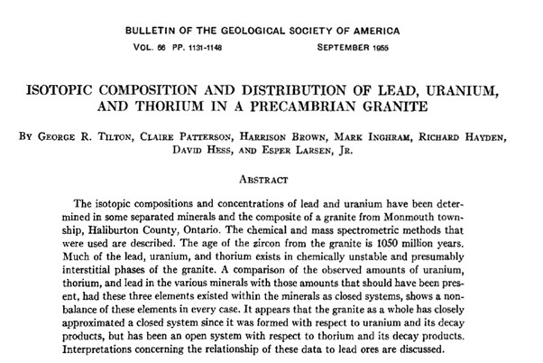 A snapshot of a journal paper titled ‘Isotopic composition and distribution of lead, uranium and thorium in a Precambrian granite’