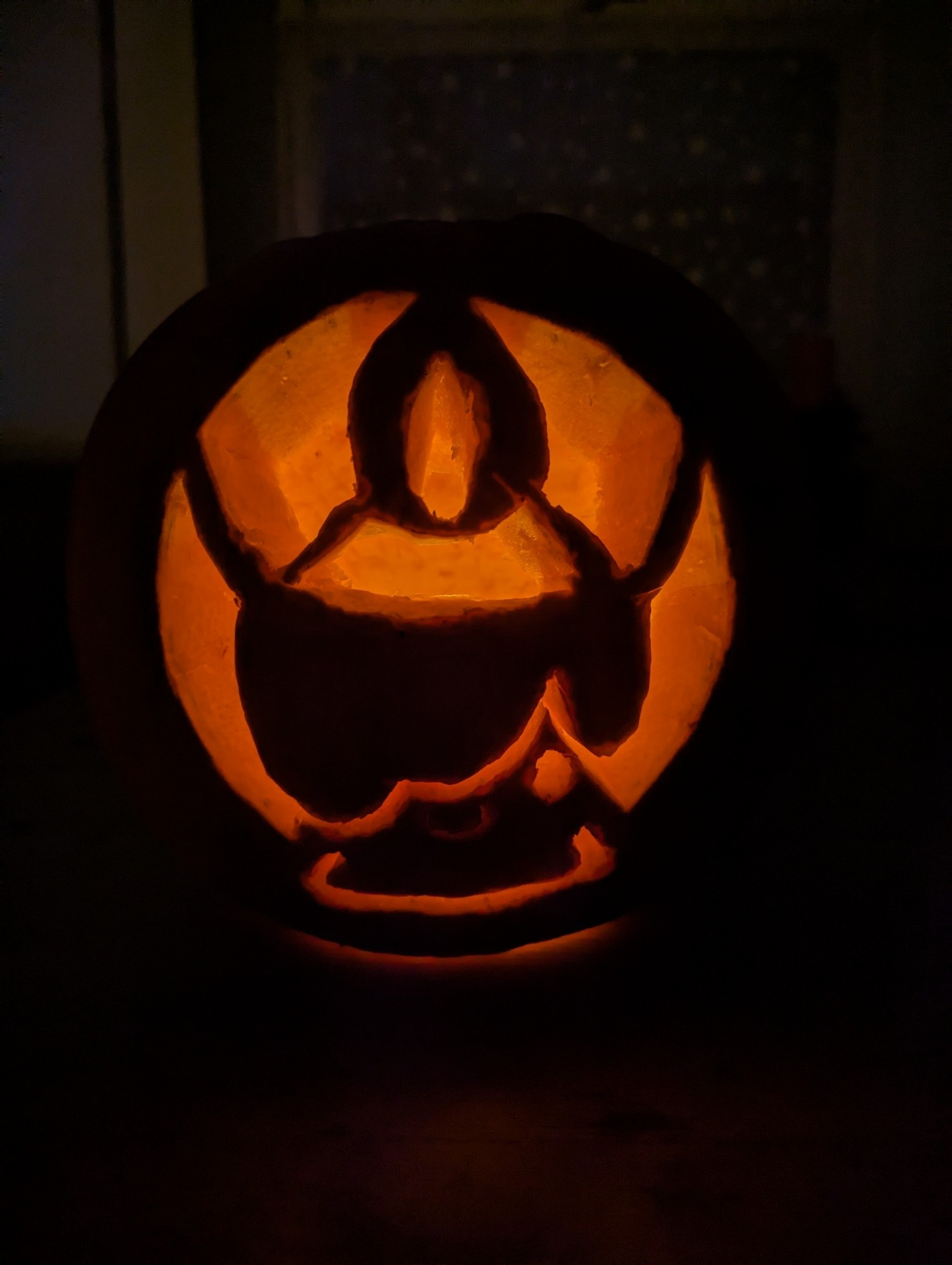 This is my pumpkin for this year, which I have carved to resemble Litwick, the candle Pokémon.