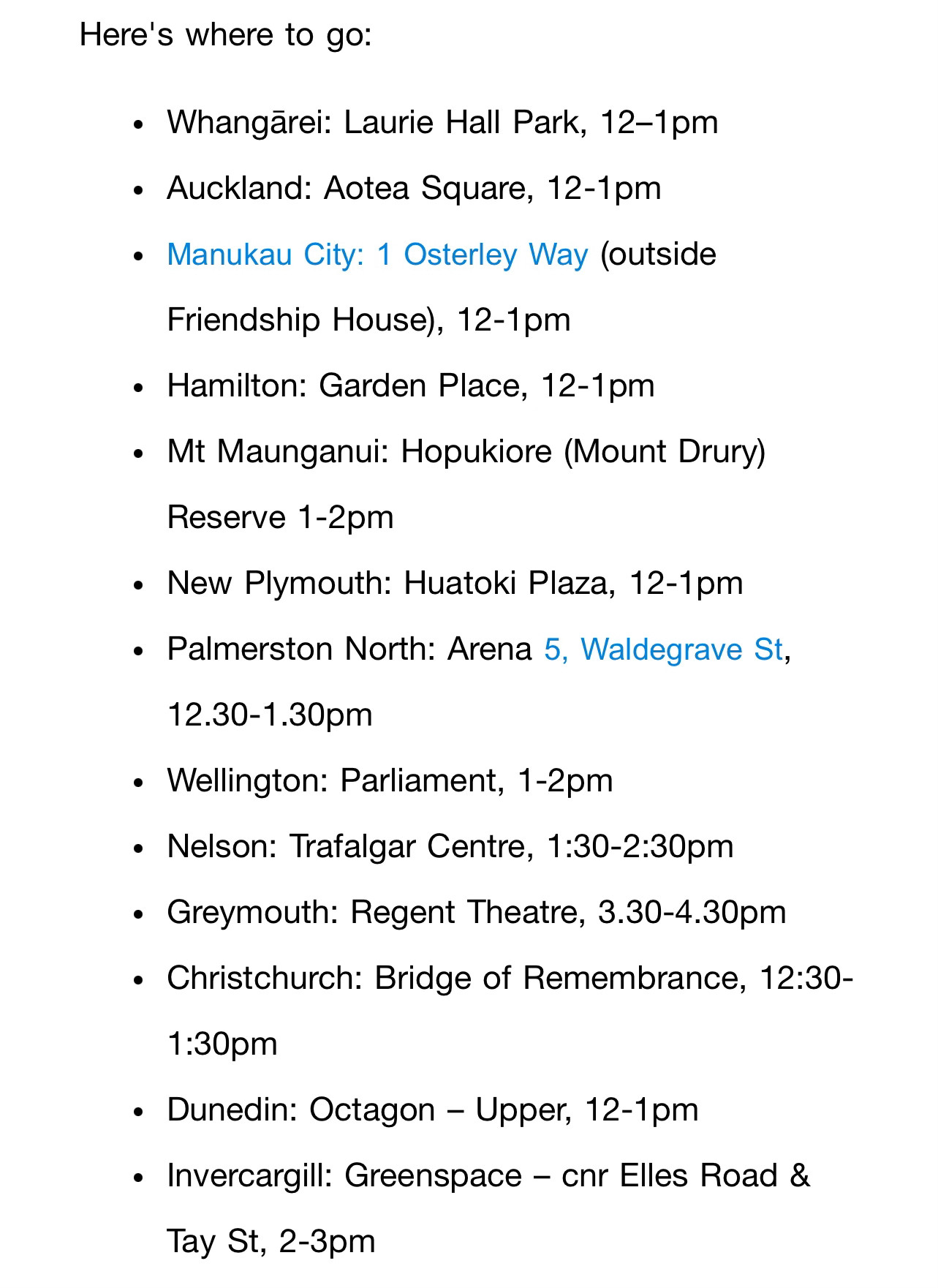 Fight back together locations across the motu