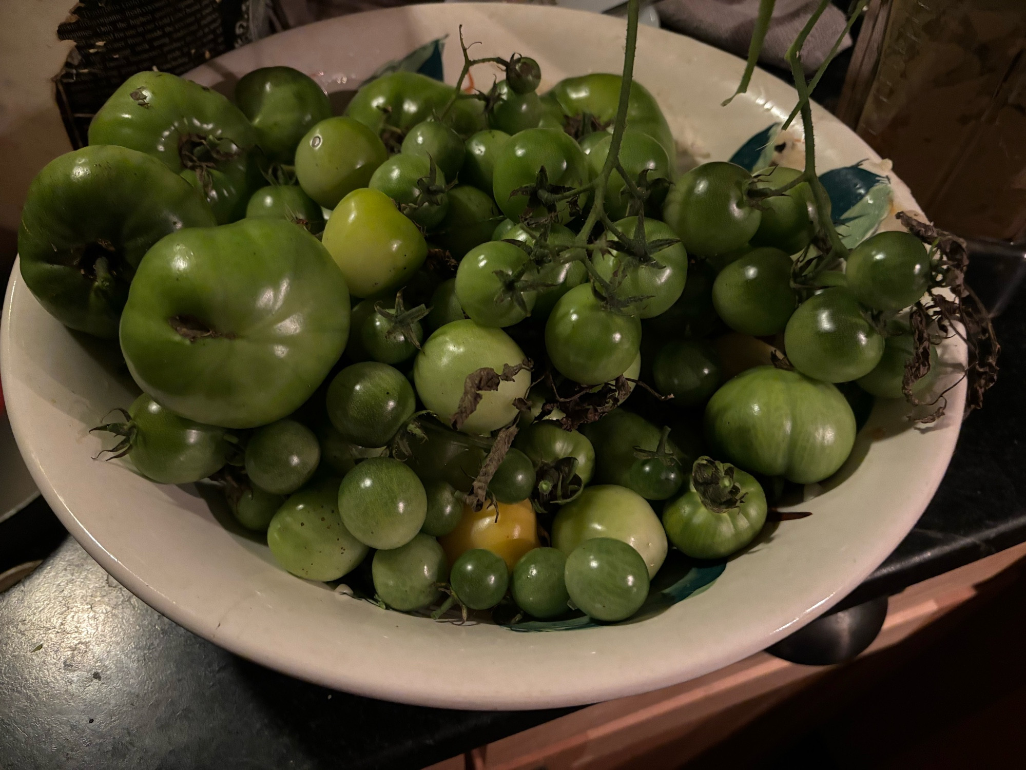 Assortment of green
Tomatoes in bowl
What should I make now