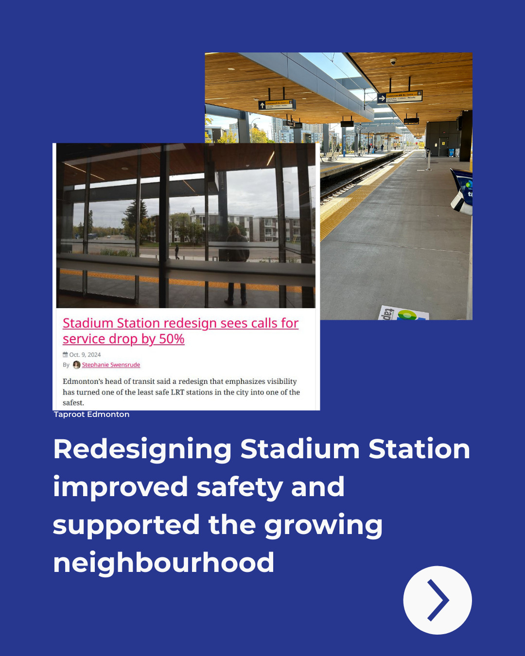 redesigning stadium station improved safety and supported the growing neighbourhood