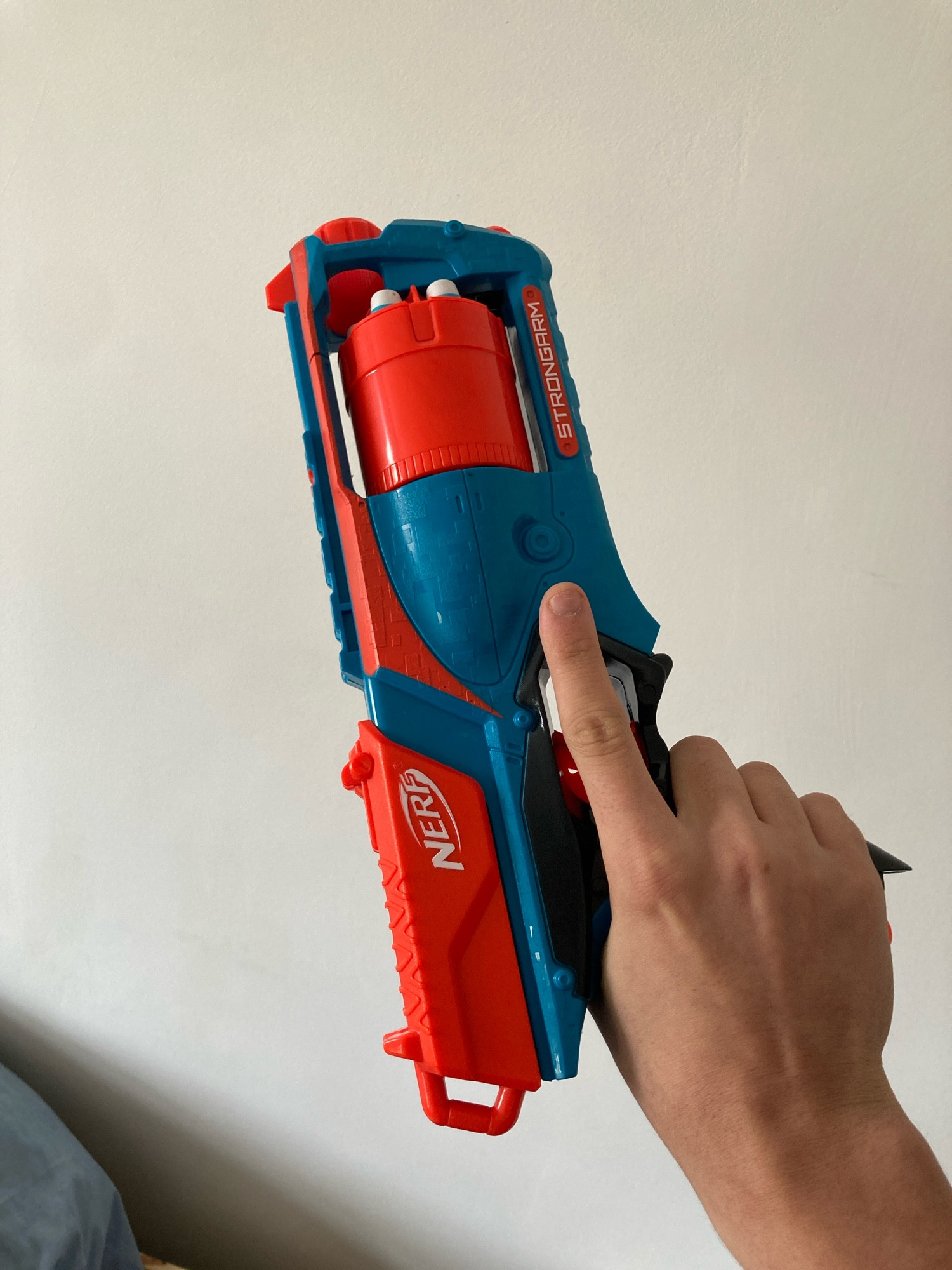 Unpainted Nerf Gun pointed upwards