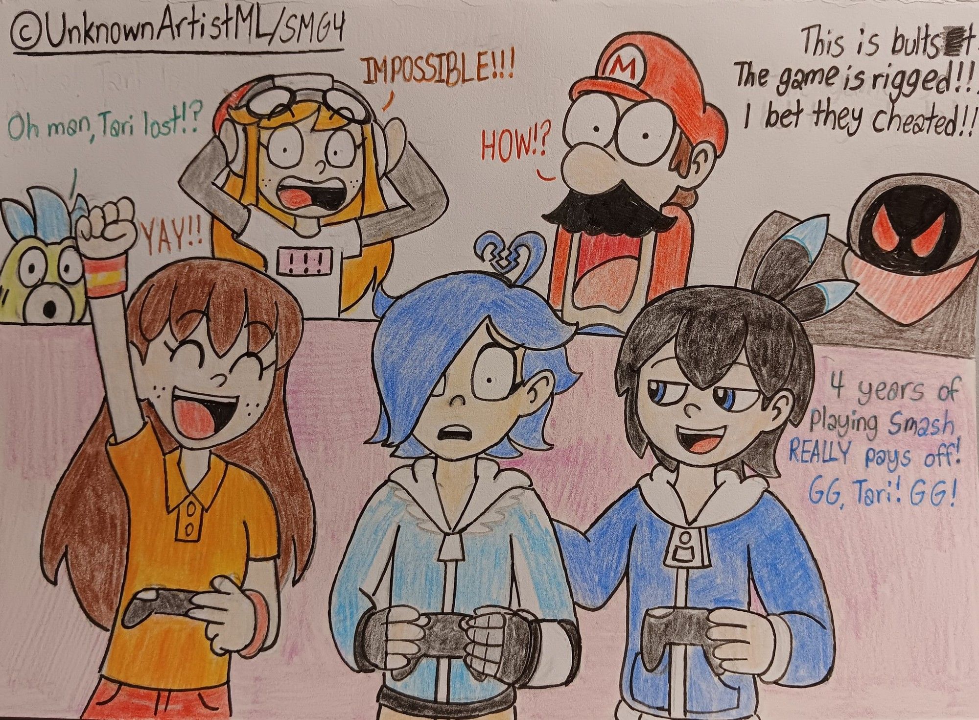 Tari plays Smash Bros. with Max & Starla 4 years later and lost!?
(The gamer girl was overwhelmed by her defeat...)