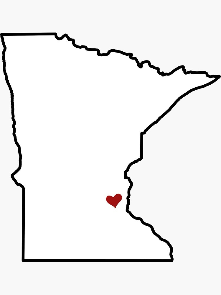 Outline of Minnesota with a heart over the Twin Cities