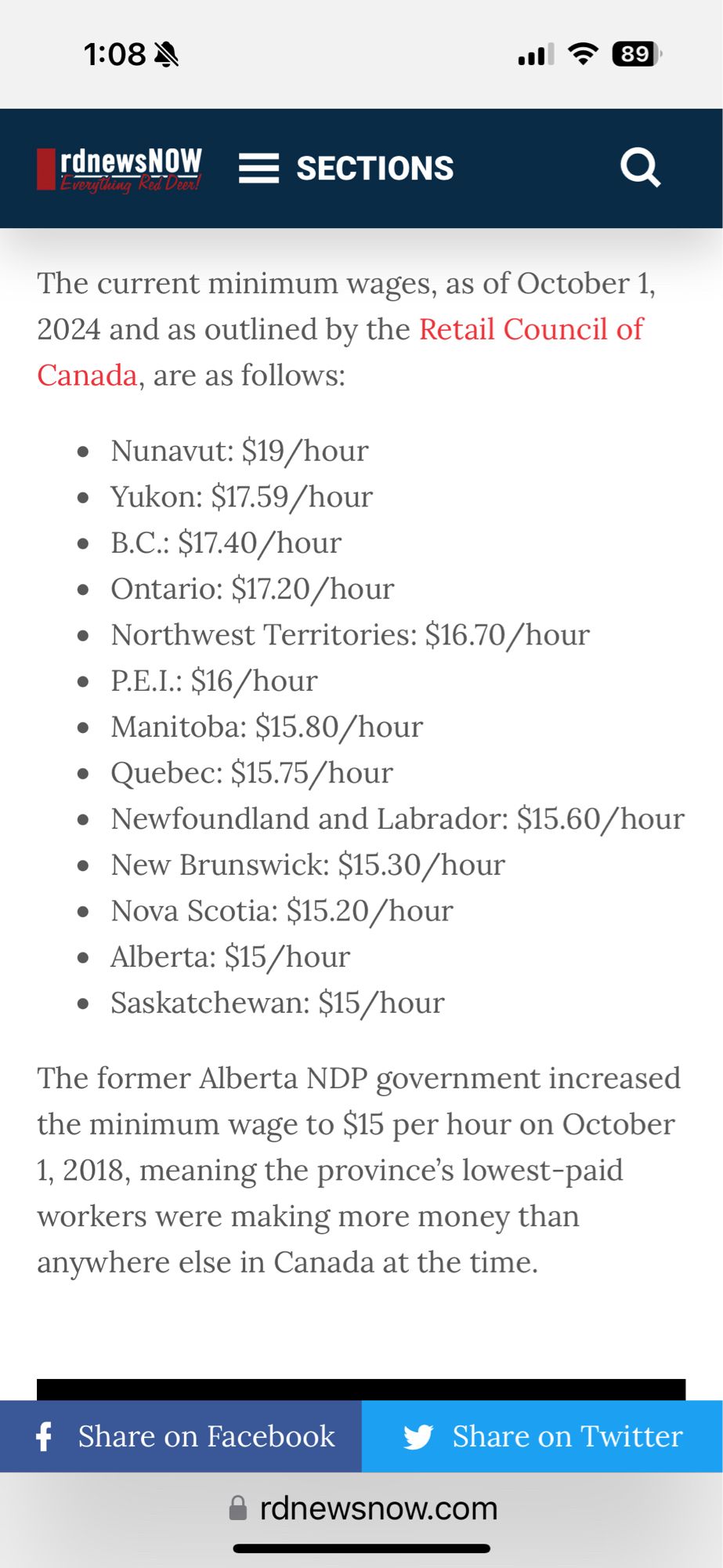 Current minimum wage by Provinces and Territories in Canada 🇨🇦