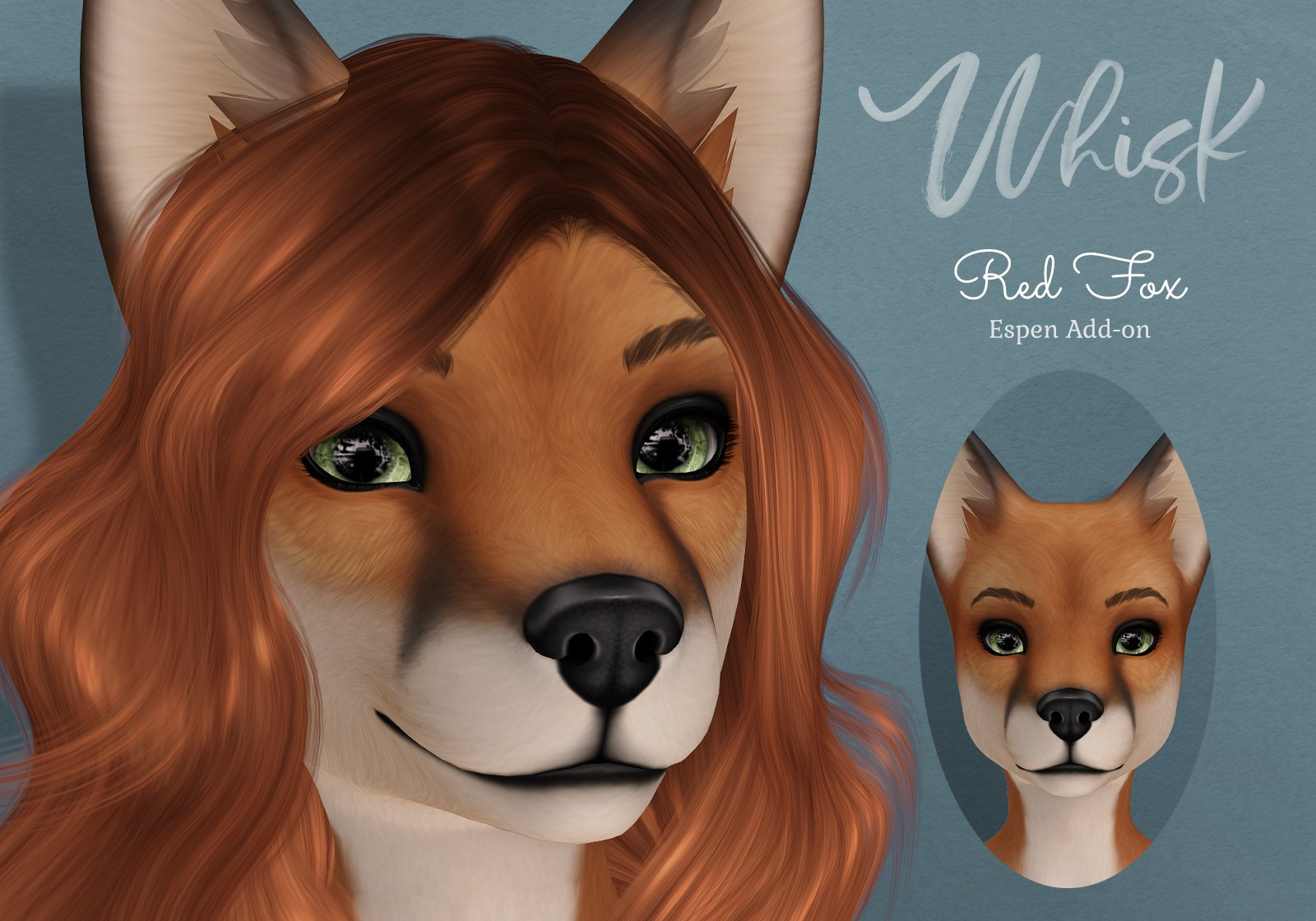 An advertisement with two anthro foxes on it. The text reads "WHISK Red Fox Espen Add-On"

#SecondLife #WhiskSL #Furry #FurrySL