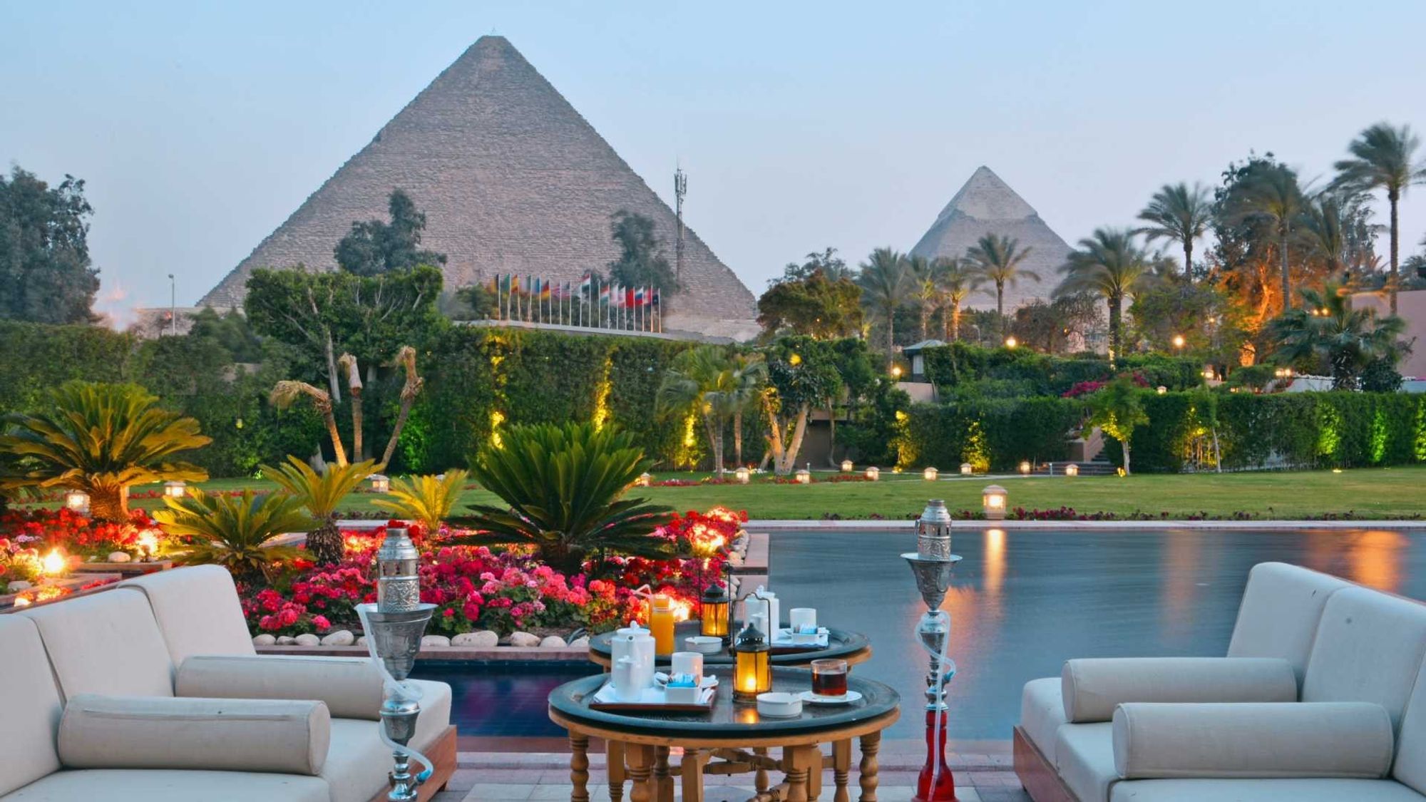 Marriott Mena House, Cairo. One of the best hotels in Egypt for honeymoon! Contact HI DMC for travel booking and b2b travel packages for Egypt tour