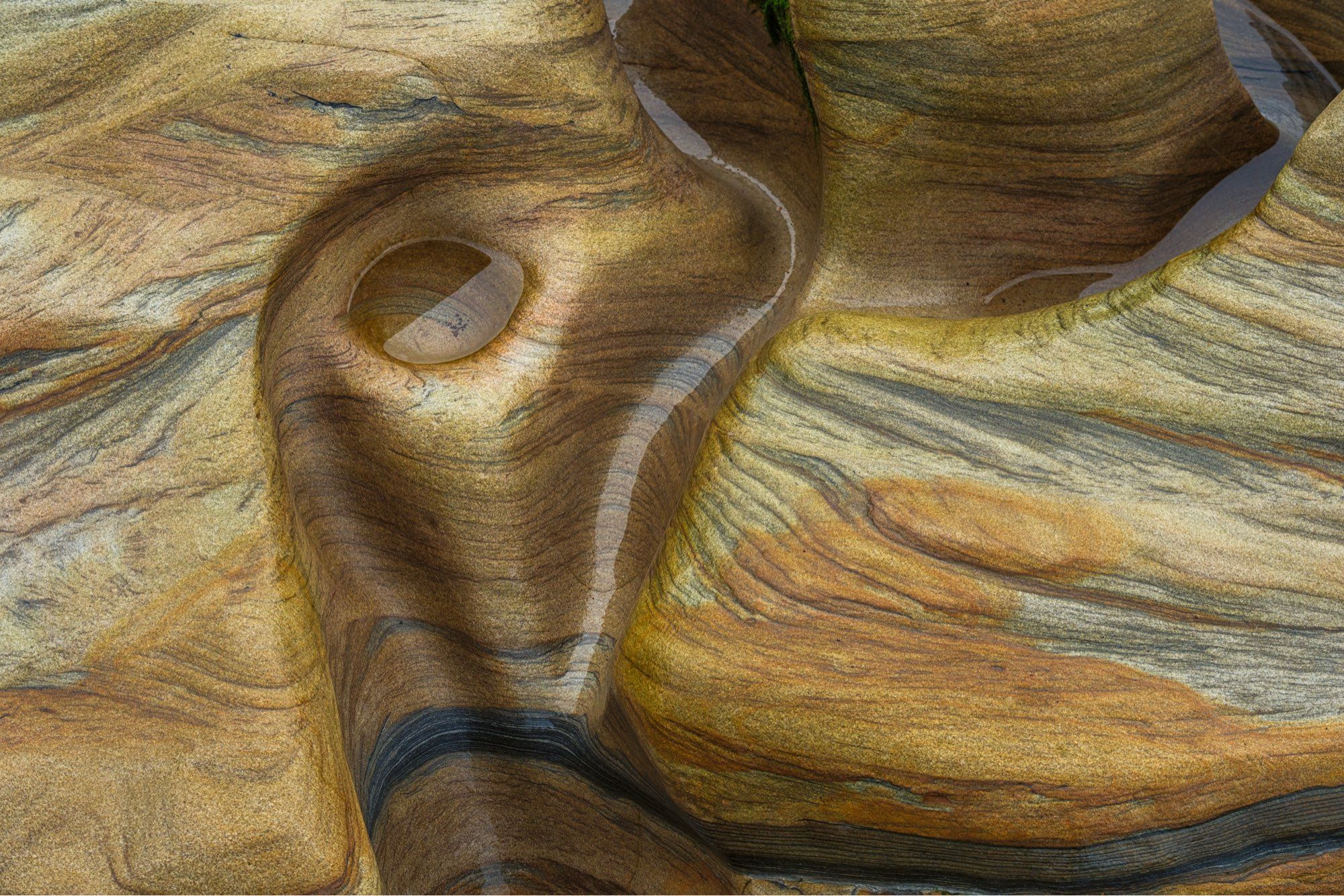 Sandstone shapes with sinuous curves, lines and textures