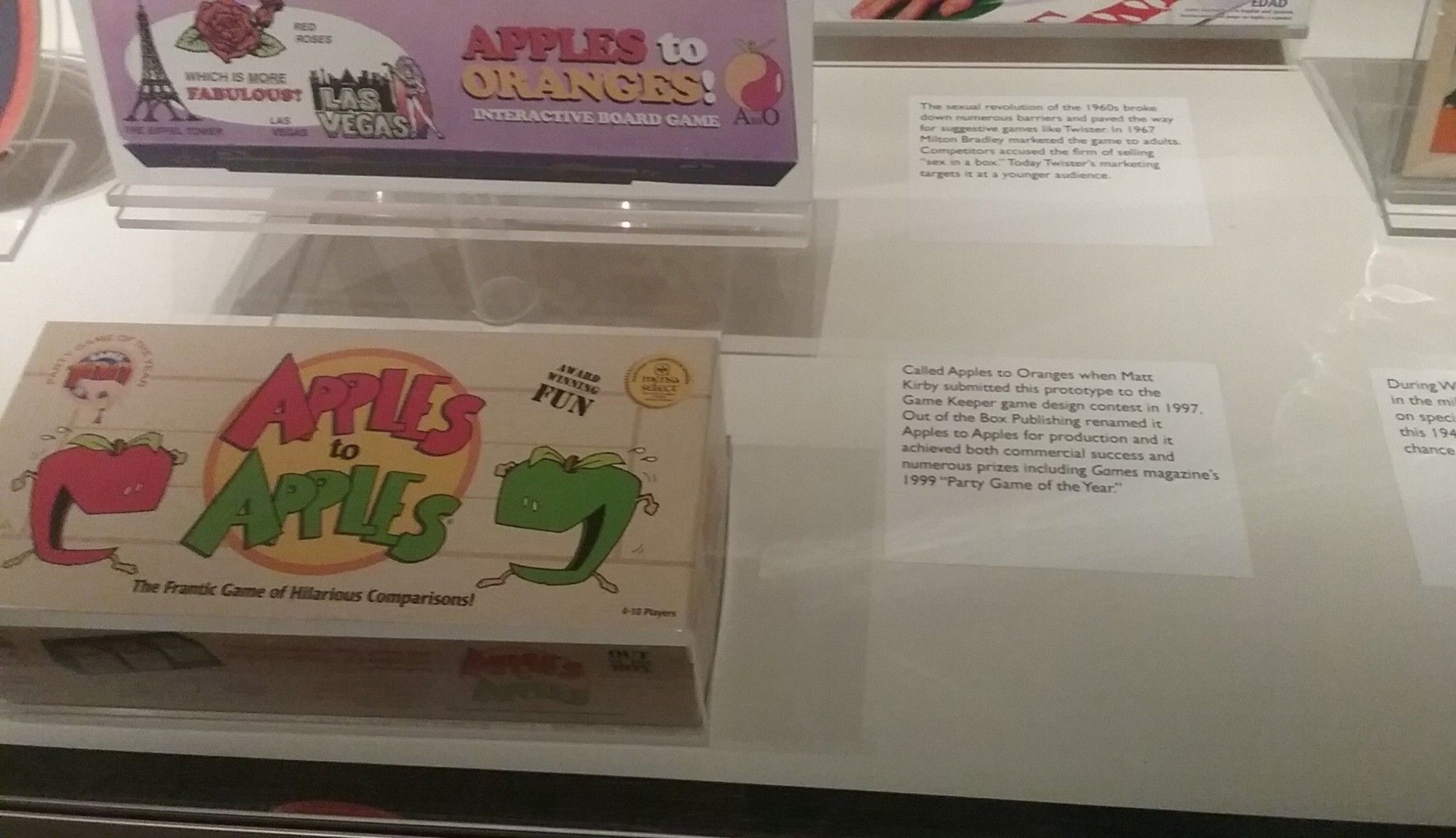 Apples to Apples on display at The Strong Museum in April of 2017.