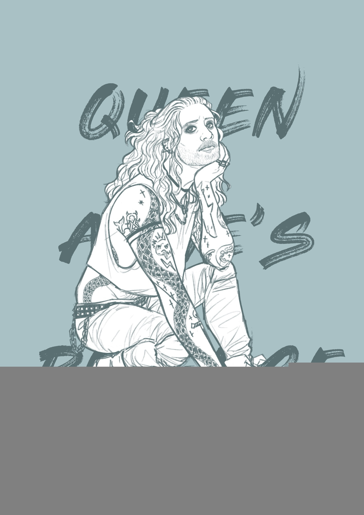 Digital illustration of modern AU Ed teach as Blackbeard, the lead singer of Queen Anne’s Revenge, who is reuniting for a 20 year anniversary tour of their first hit album 🎉