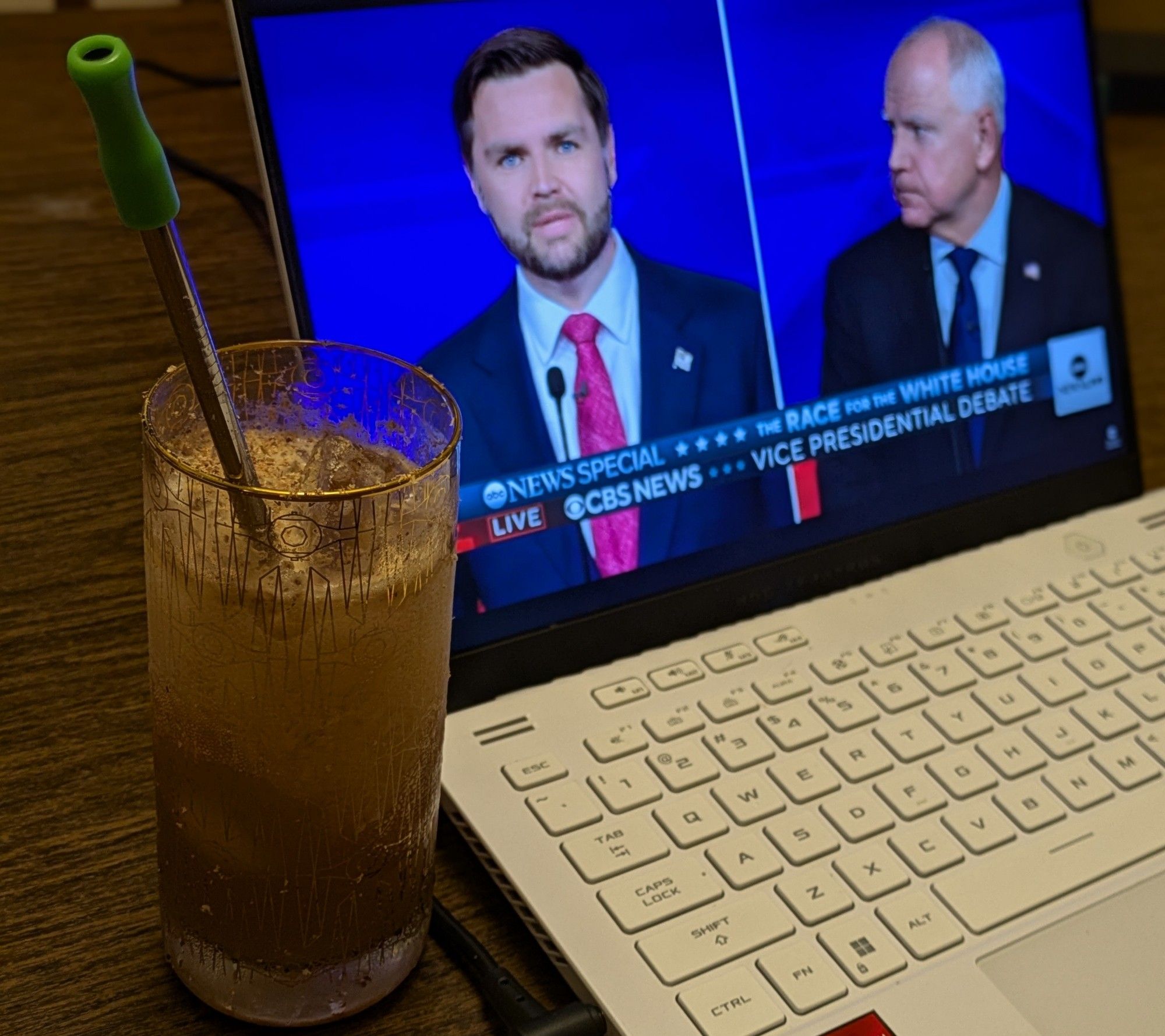 Homemade Rongorongo next to Tim Walz channeling all of us while JD Vance lies