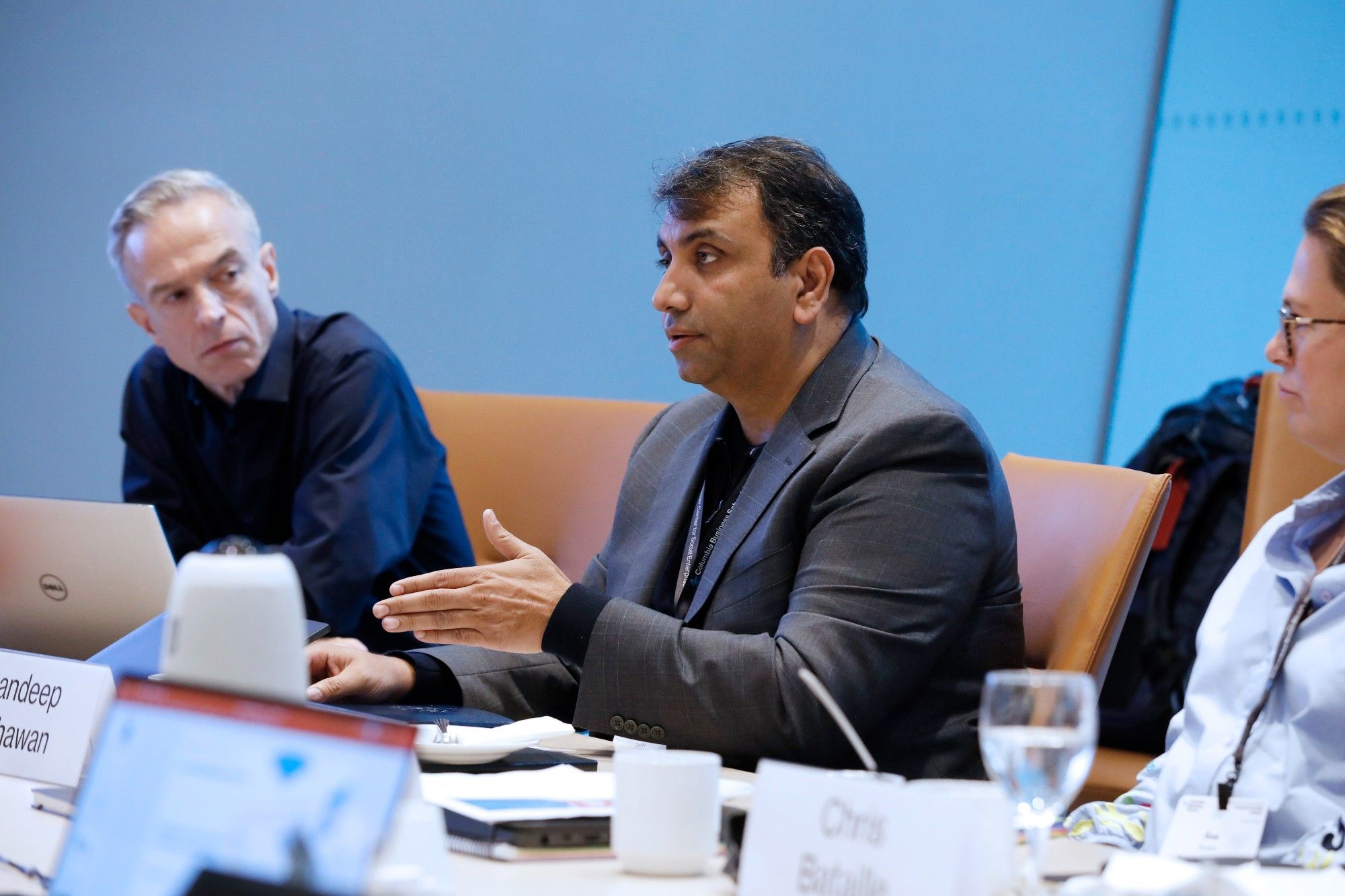 Dierk Raabe, Electra CEO Sandeep Nijhawan, and ThyssenKrupp's Chief Transformation Officer Marie Jaroni at Columbia Business School steel workshop