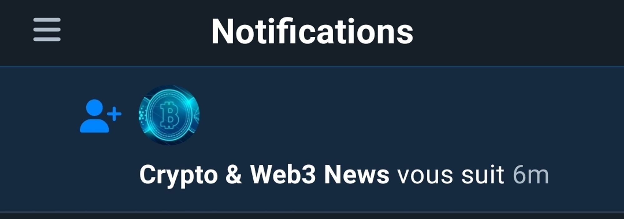 Notification Bluesky qu'un compte crypto me suit