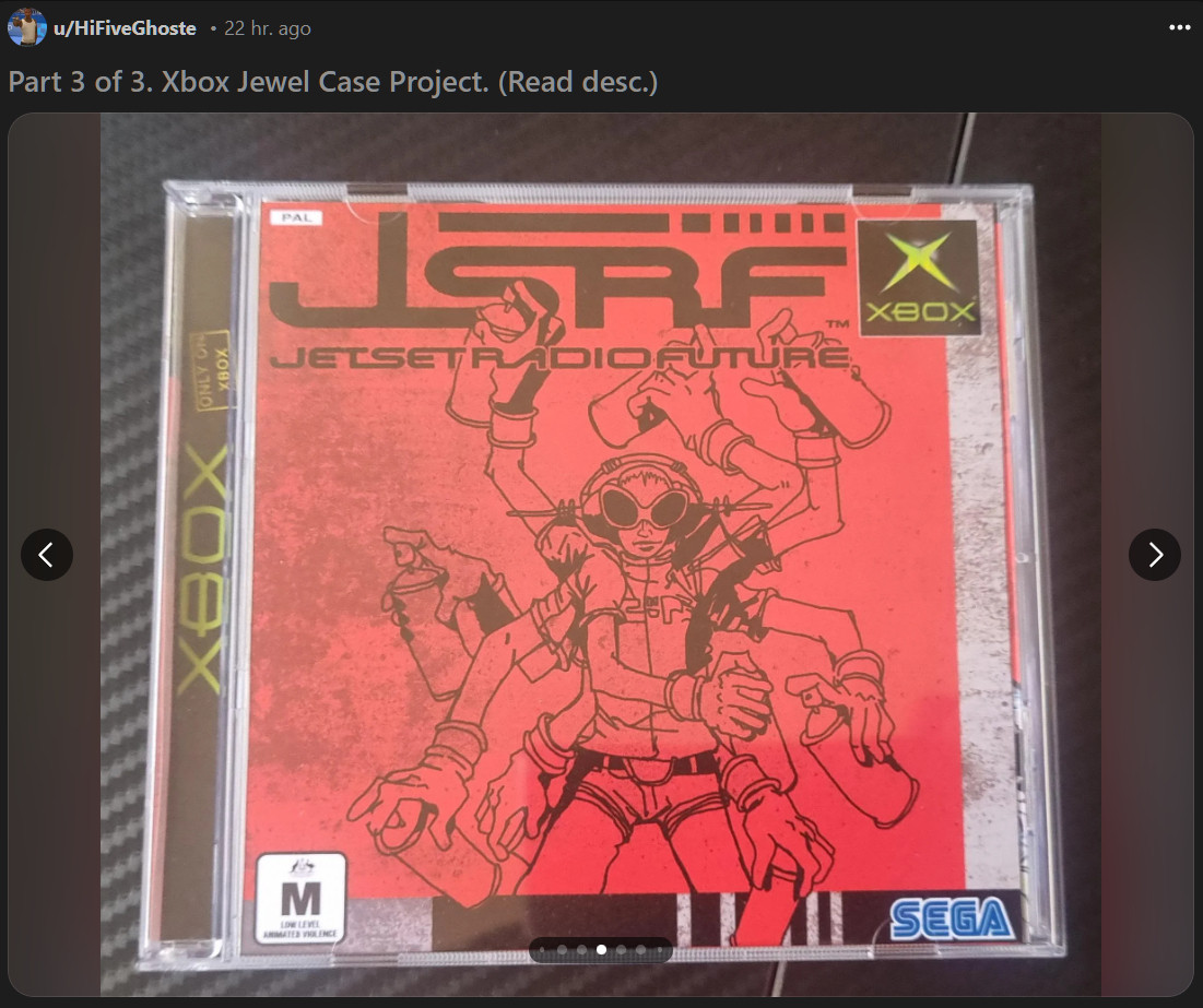 The front cover of Jet Set Radio Future in a custom CD jewel case branded for xbox.