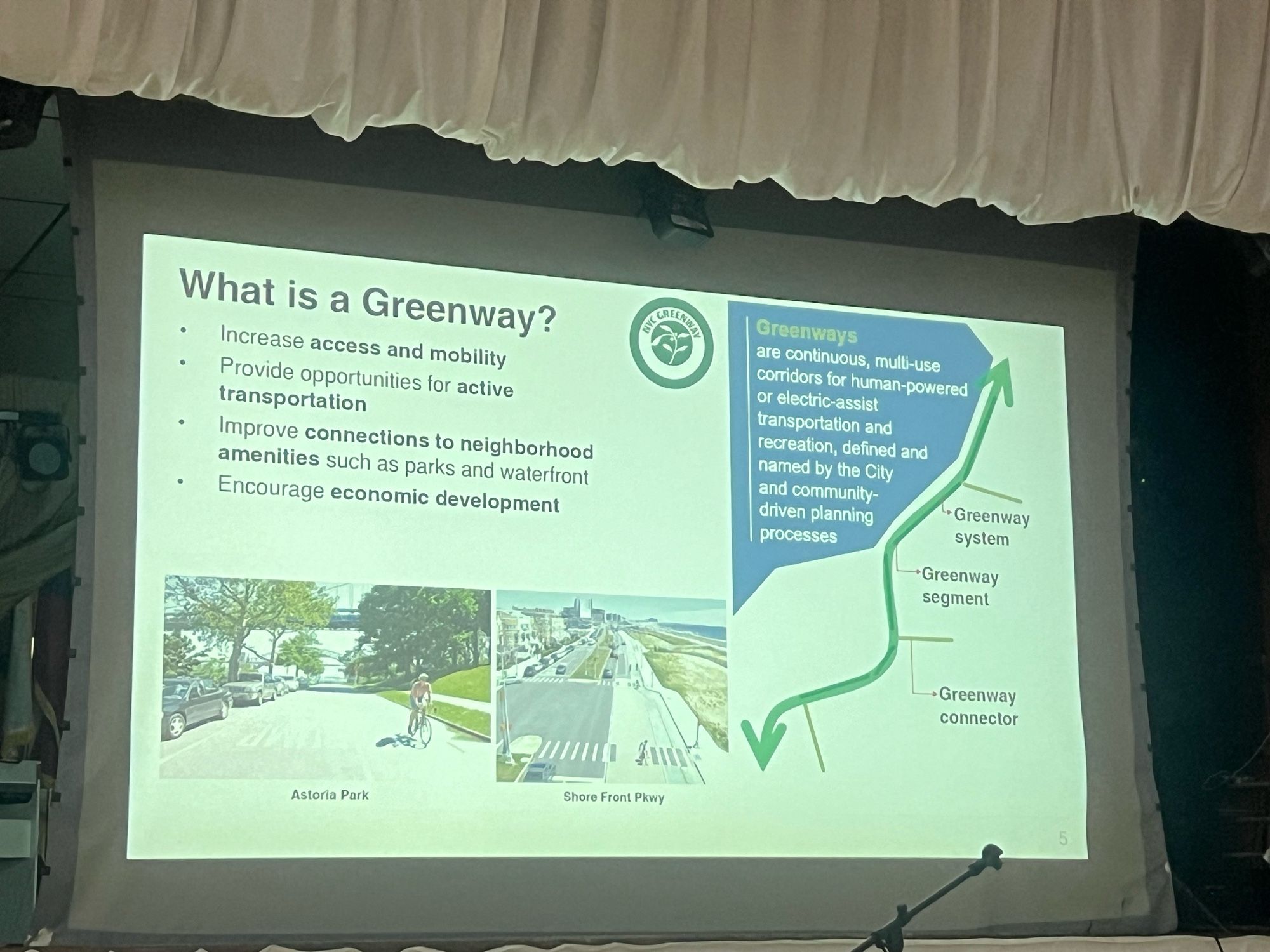 Slide showing greenway