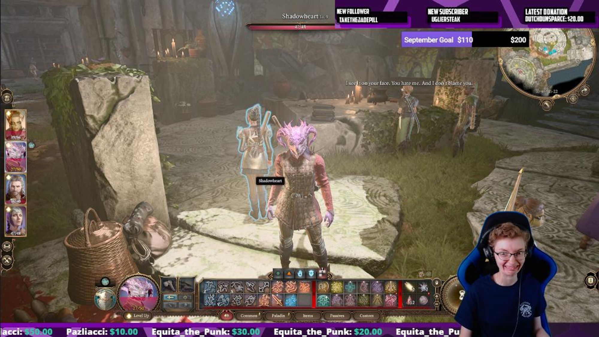 Stream screenshot addie and Baldurs gate on screen