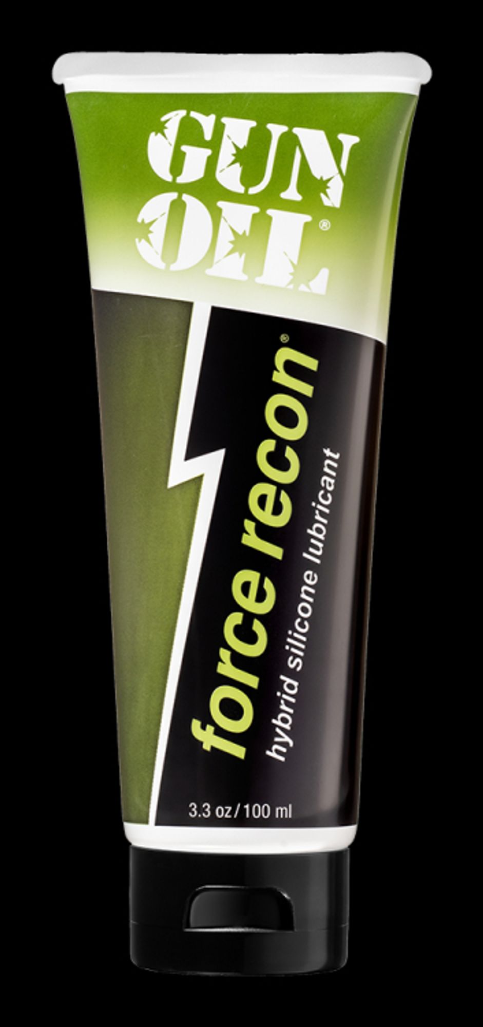 Picture of a lubricant product from an apparently non-fictional company called GUN OIL. The lubricant is, no fooling, named FORCE RECON.