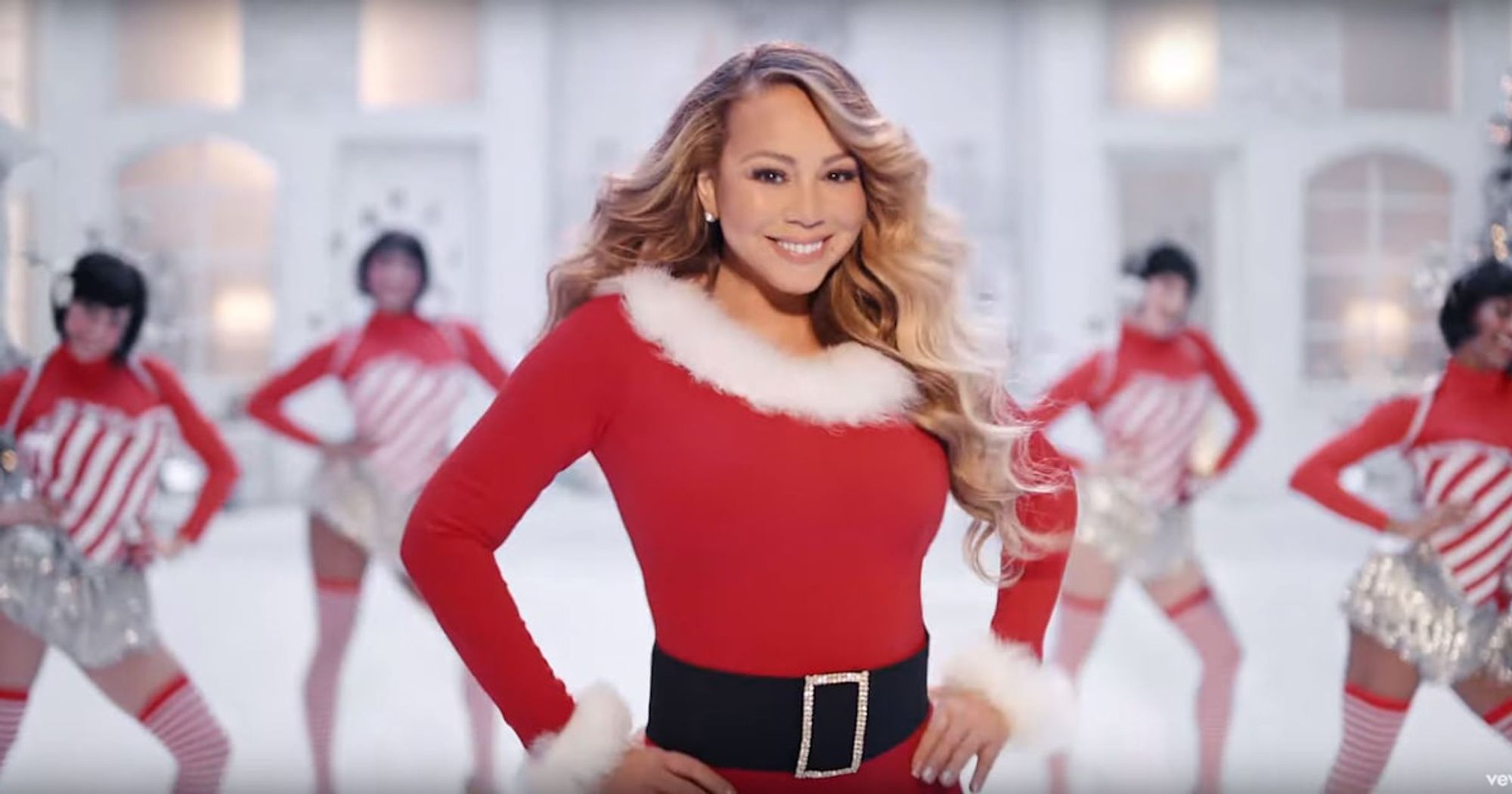 Mariah Carey in the All I Want for Christmas video