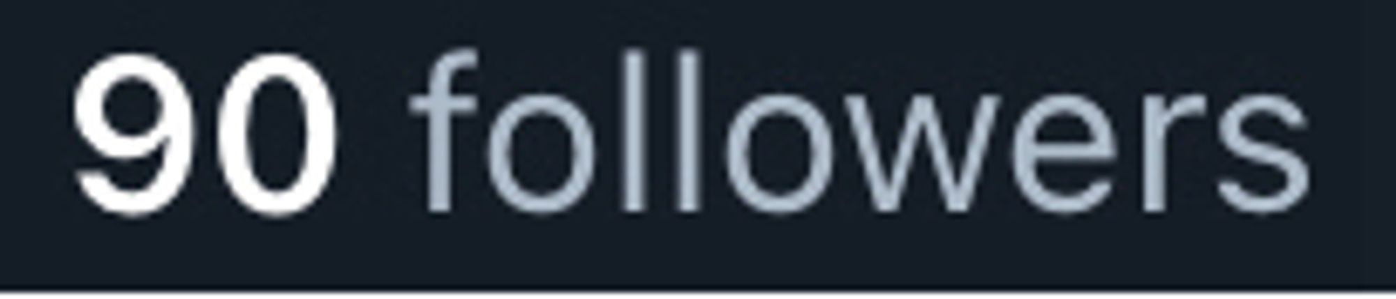 screenshot of follower count at 90 followers