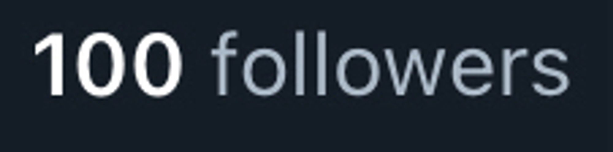 screenshot of follower count at 100 followers