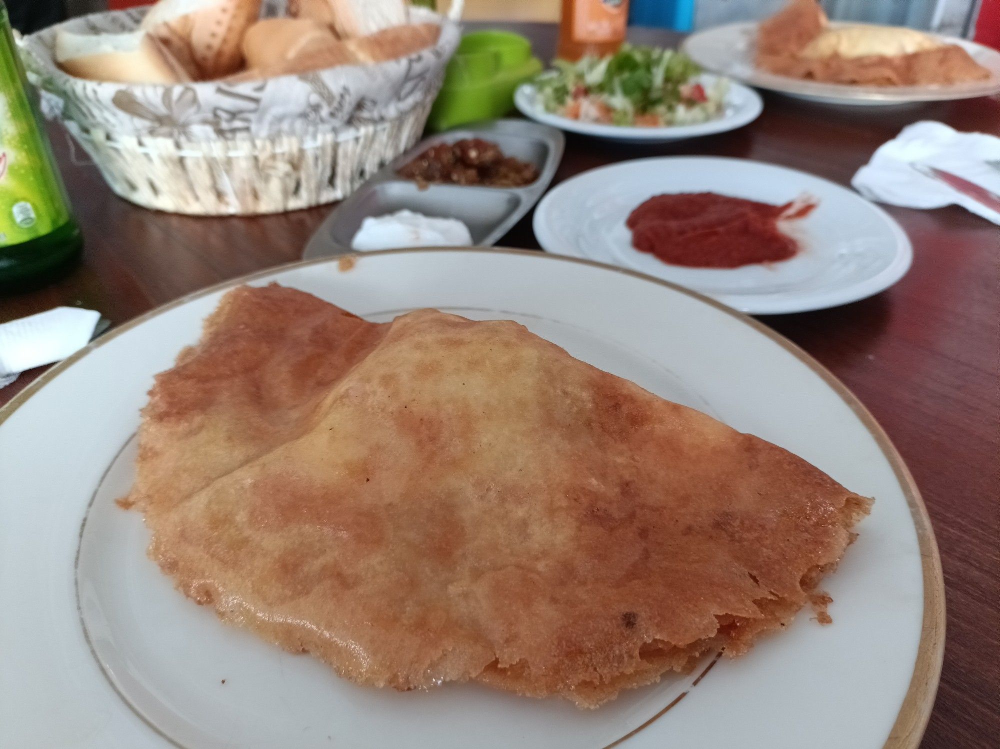 Tunisian fried food called bric on a plate