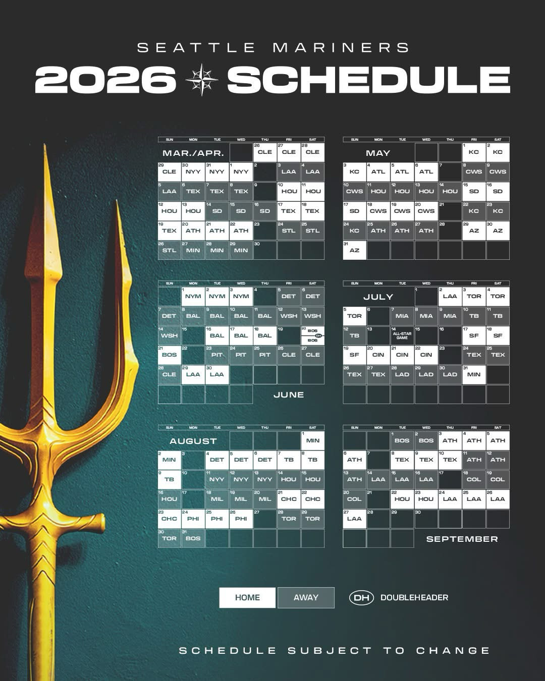 The 2026 regular season schedule for the Seattle Mariners baseball team.