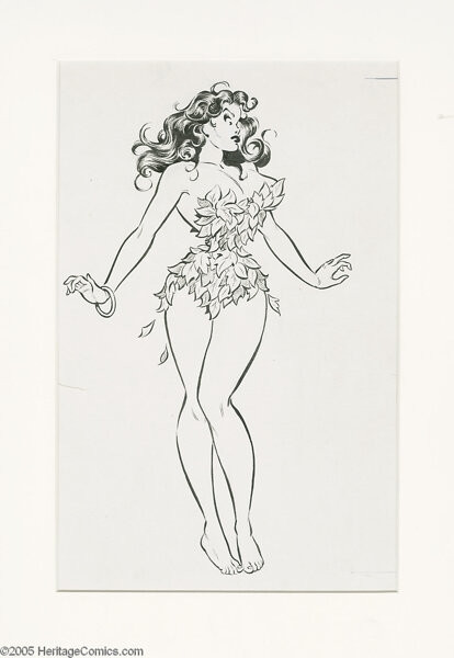 B&W drawing of a voluptuous woman dressed in leaves — Stupefyin' Jones was a character in the Li'l Abner comic strip — her sex appeal was such that males in her vicinity were stupefied 