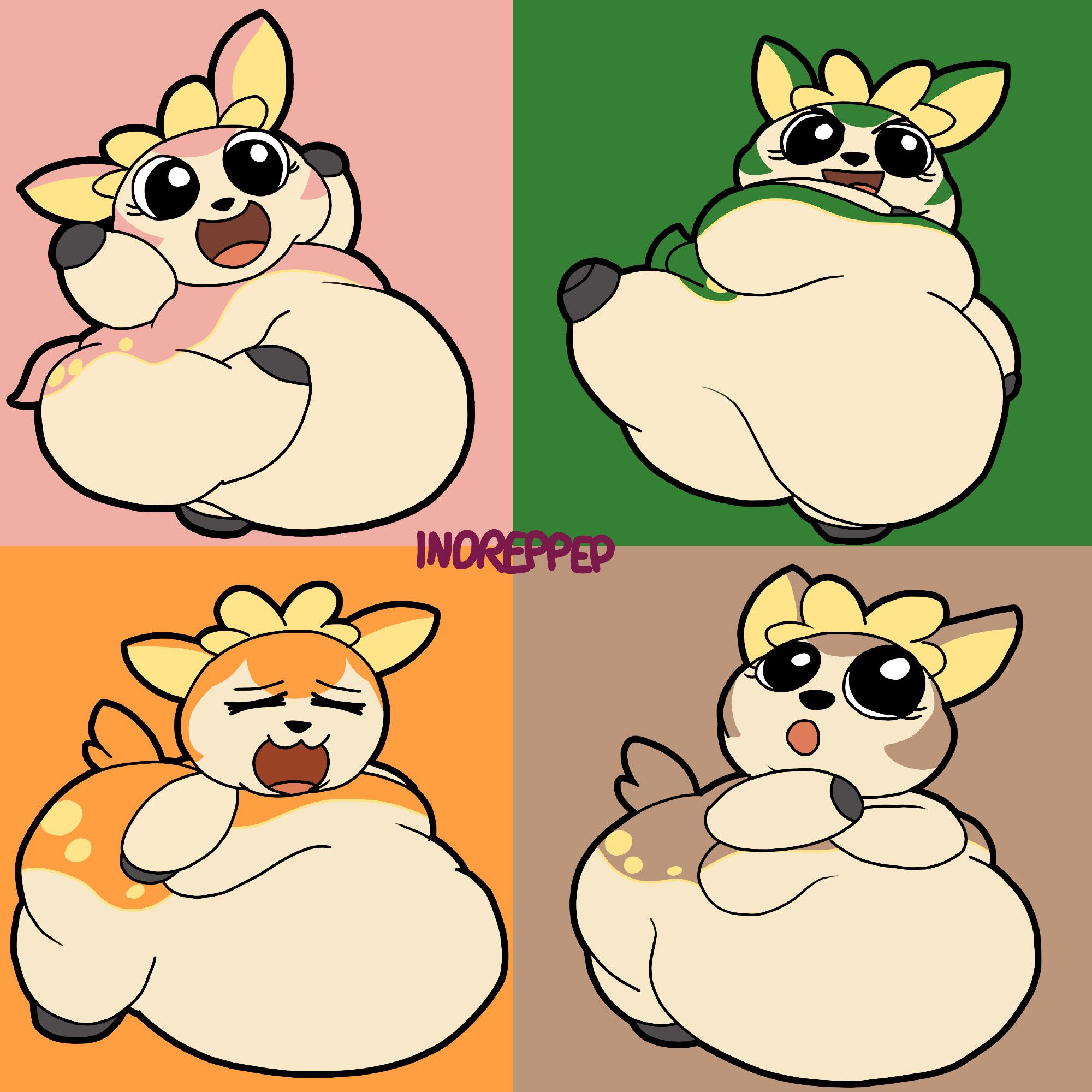 Four fat Deerling from Pokemon